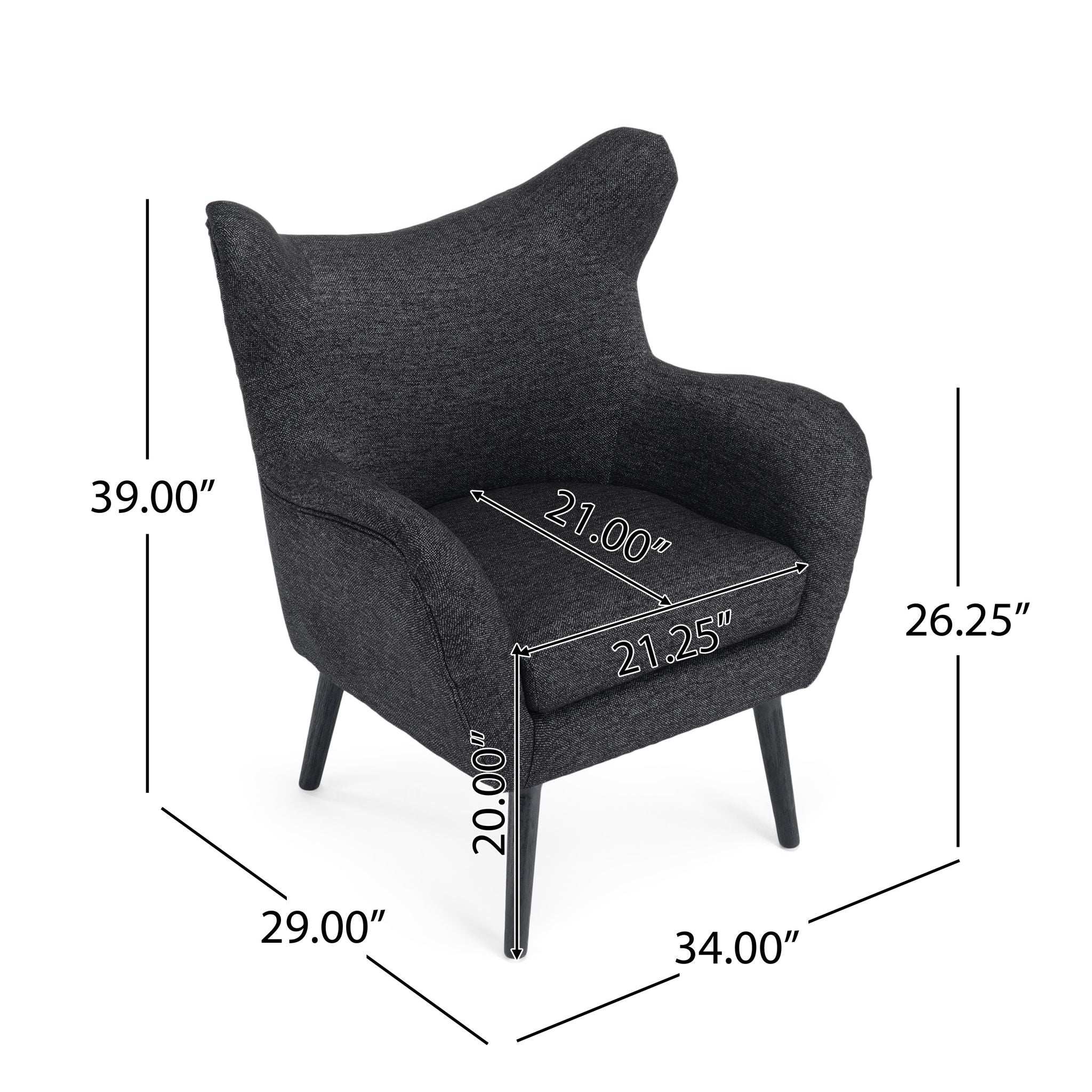 Mid - Century Modern Arm Chair With Wingback Design Wood Legs