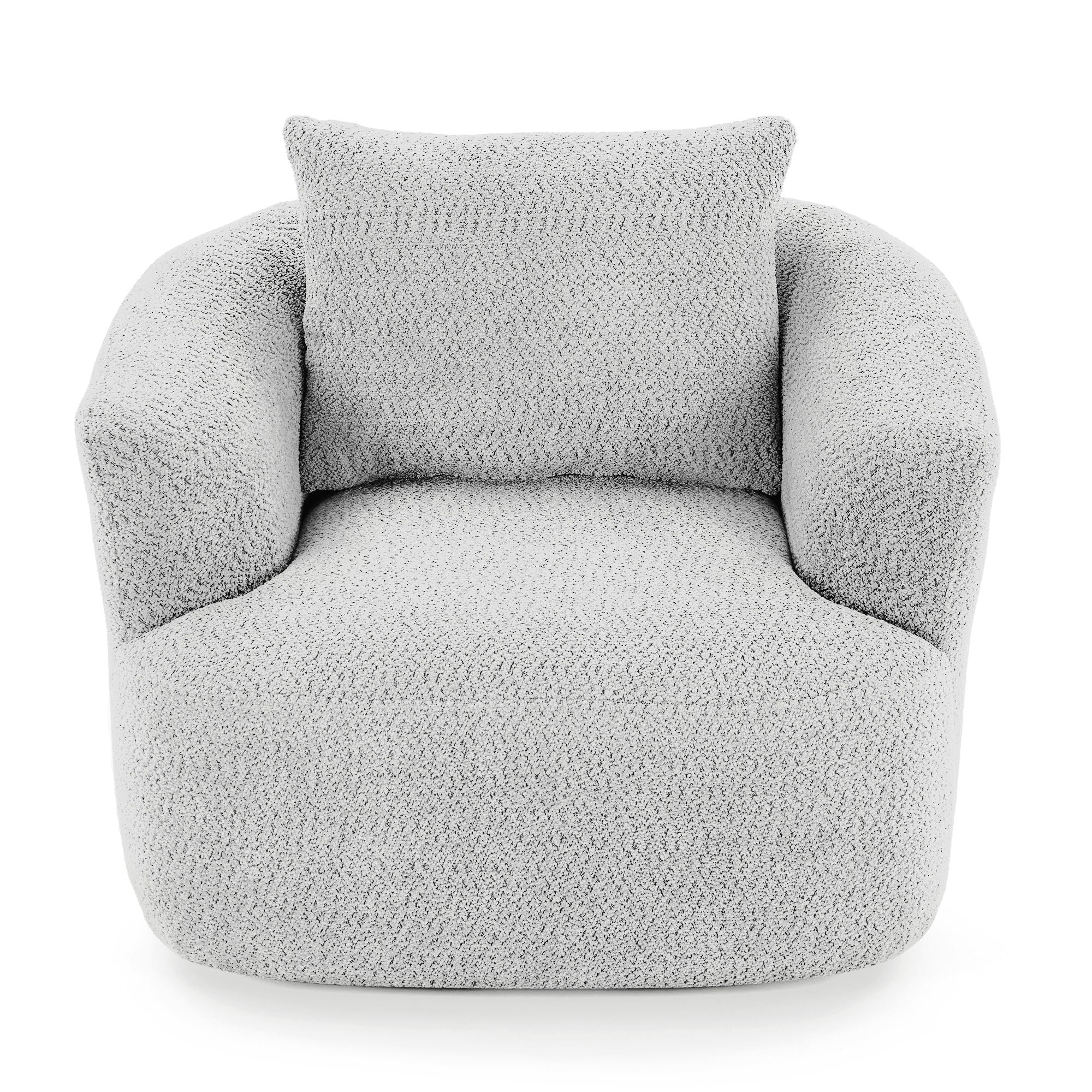 360° Swivel Barrel Sofa Chair With Throw Pillow, Chenille Upholstered Accent Chair