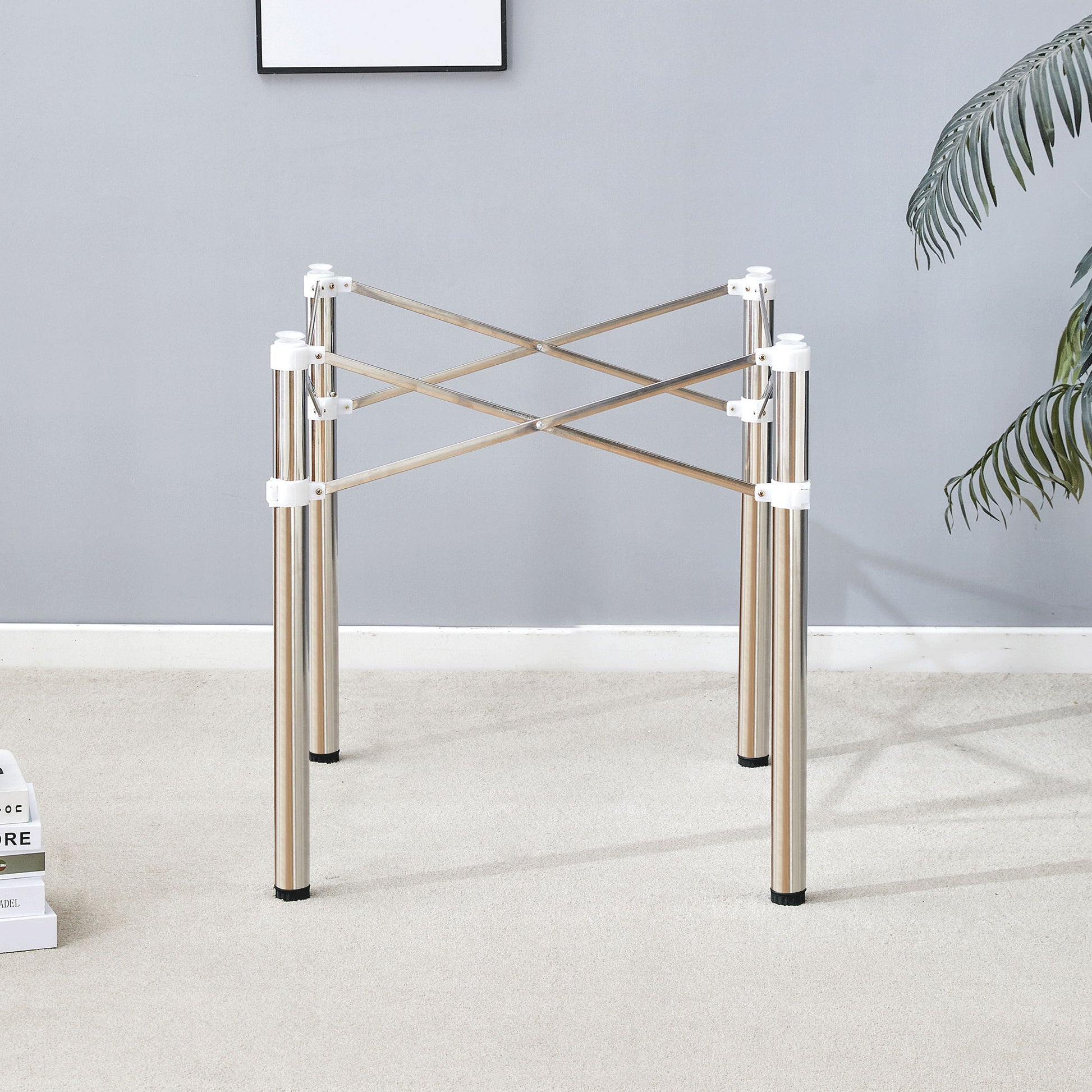 Simple Silver Stainless Steel Folding Table Frame Multifunctional Space Saving Design.Separate Folding Table Legs That Can Be Paired With Various Sizes And Styles Of Tabletops - Silver - Best Buy Furniture