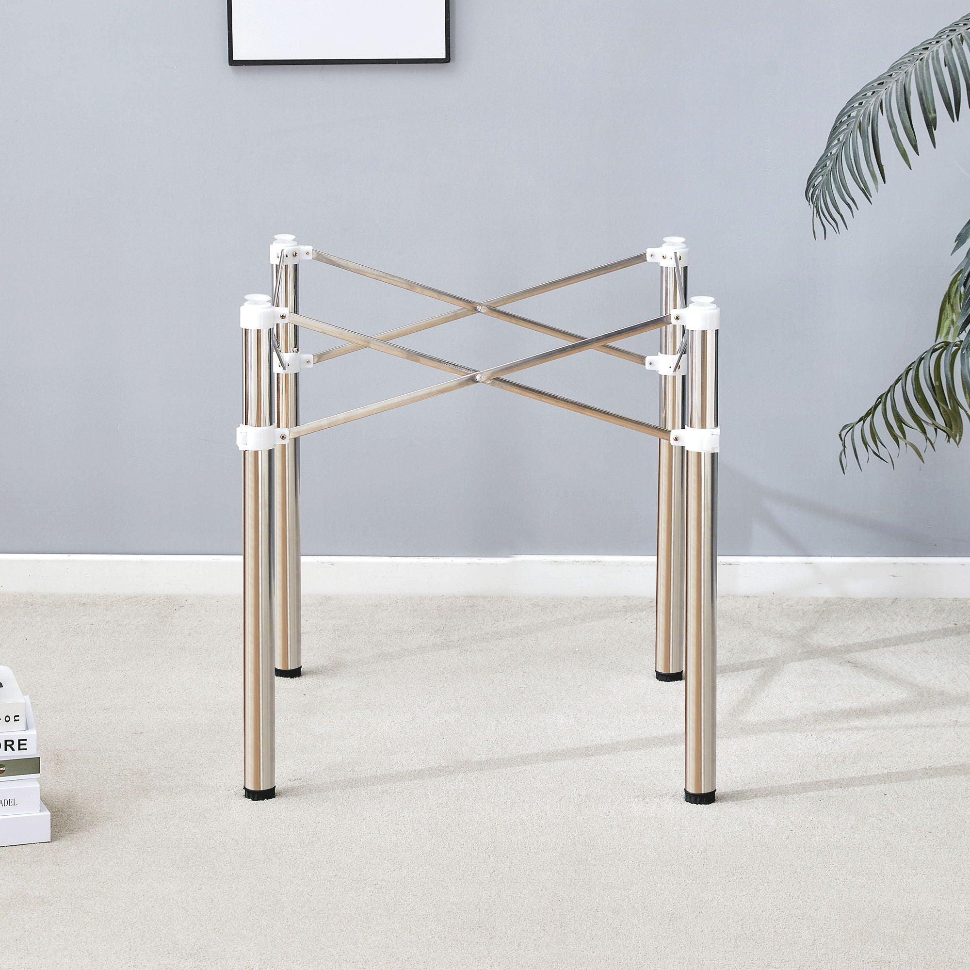 Simple Silver Stainless Steel Folding Table Frame Multifunctional Space Saving Design.Separate Folding Table Legs That Can Be Paired With Various Sizes And Styles Of Tabletops - Silver - Best Buy Furniture