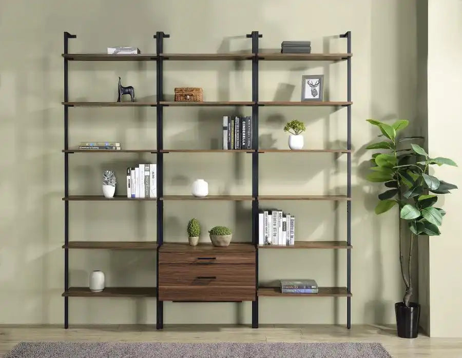 Owens - 3 Piece Wall Mounted Bookshelf Set - Walnut - Best Buy Furniture