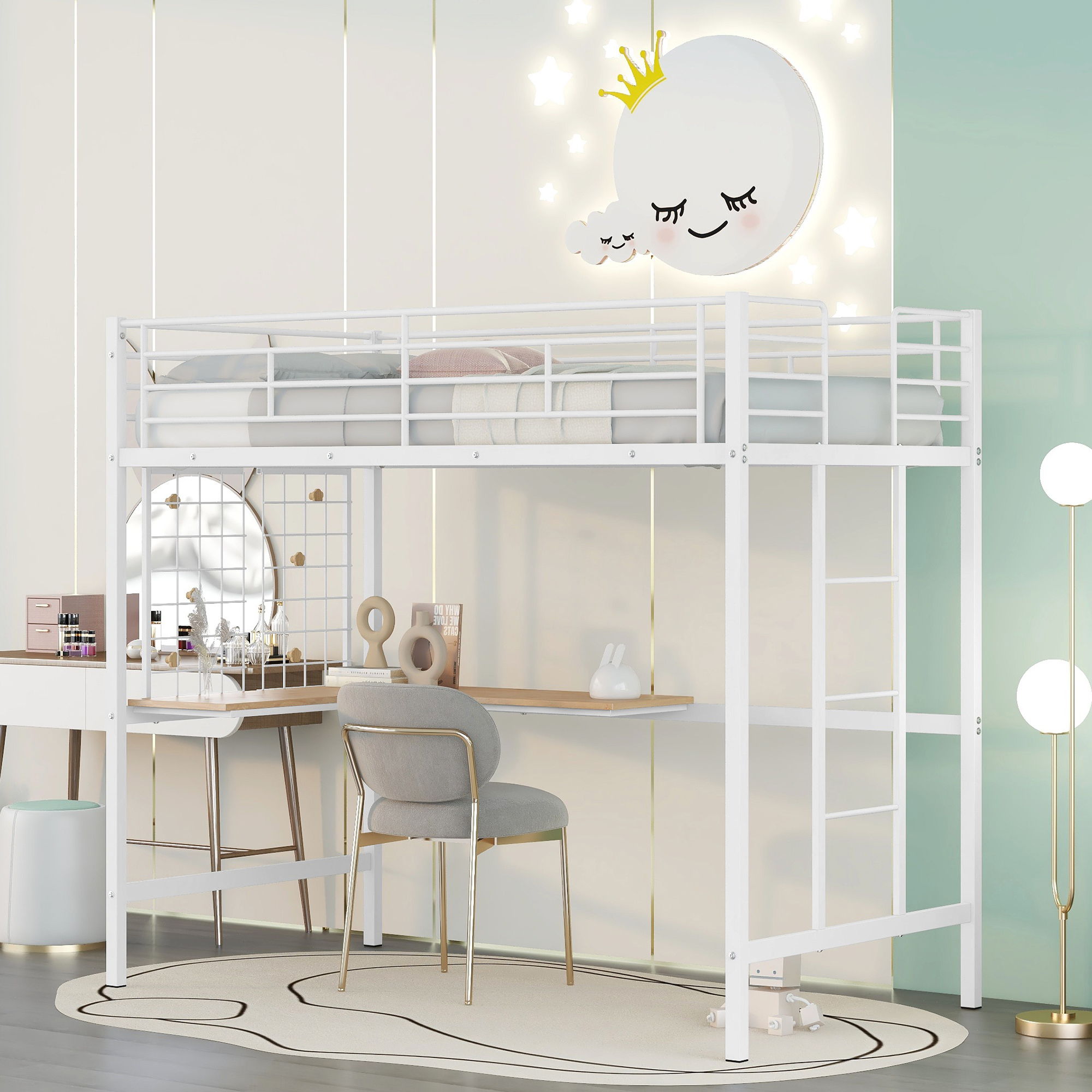 Bed With Desk And Grid