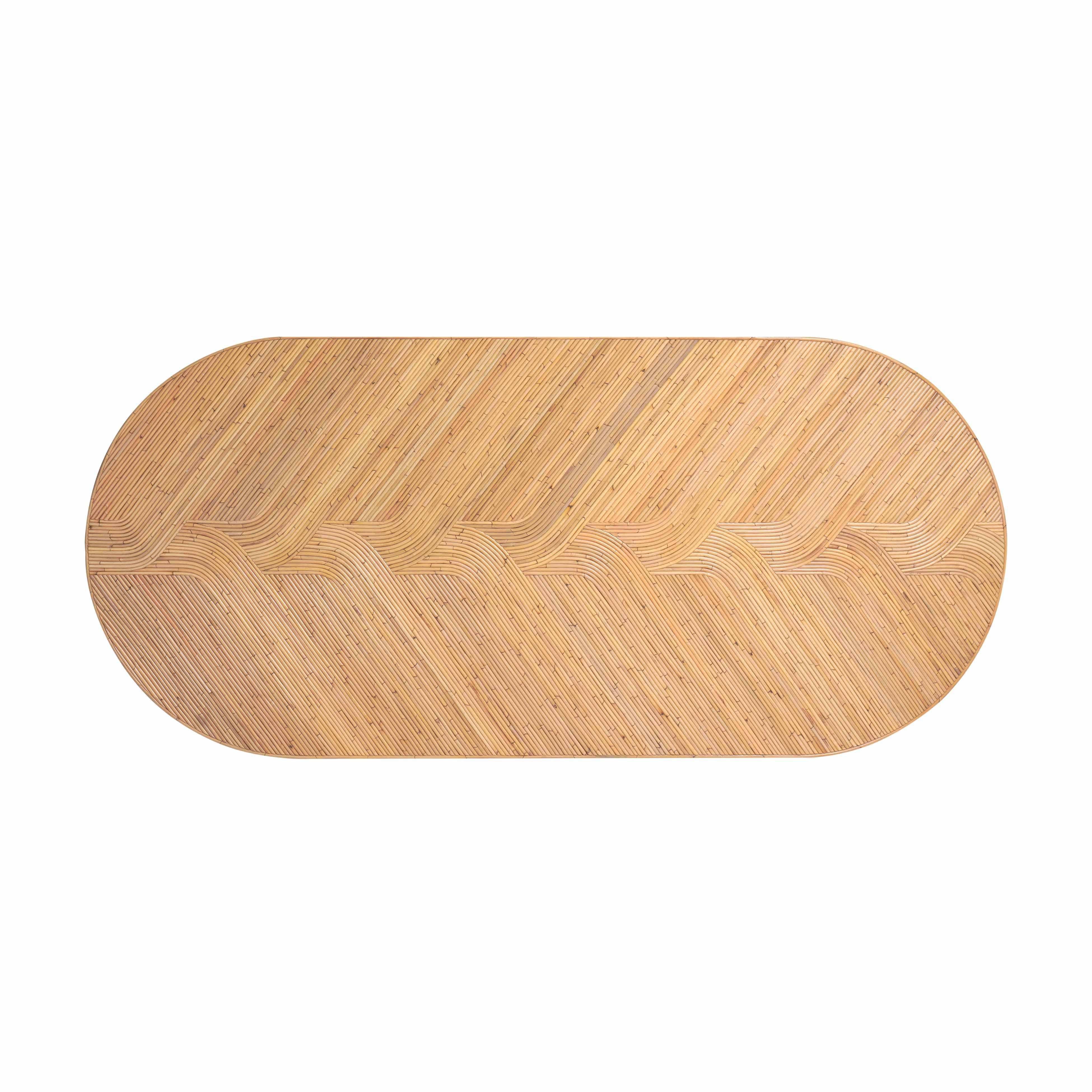 Caren - Rattan and Glass Oval Dining Table - Natural