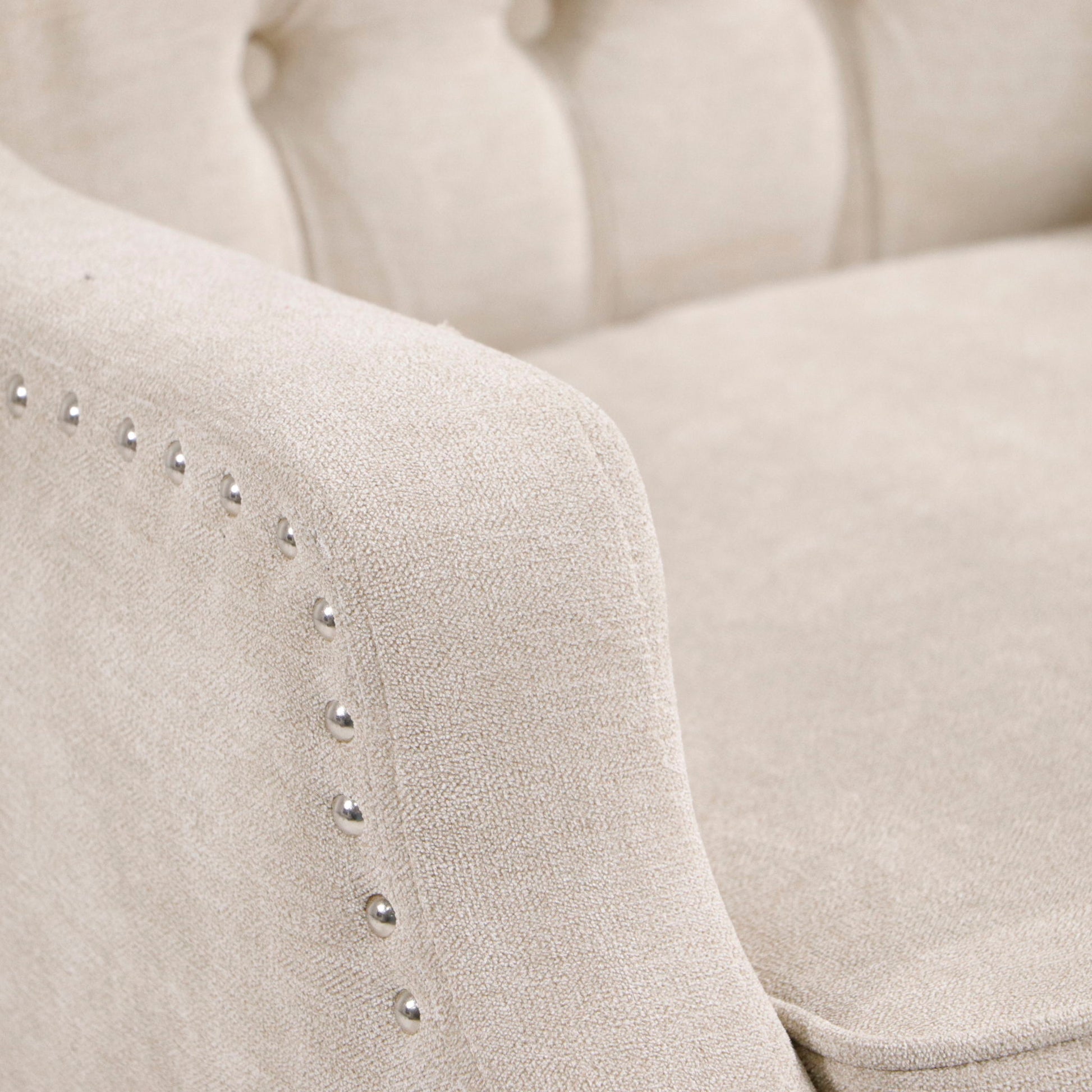 Accent Chair, Living Room Chair, Footrest Chair Set With Vintage Brass Studs, Button Tufted Upholstered Armchair For Living Room, Comfy Reading Chair For Bedroom, Reception Room - Best Buy Furniture