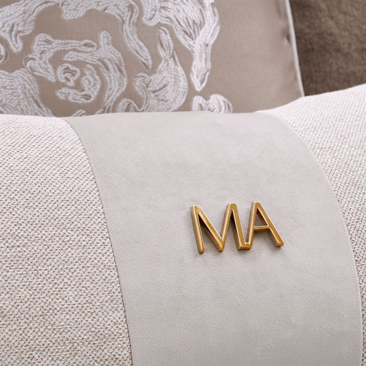 Camellia Field - Asymmetrical Velvet Sofa - Beige / Dark Brown