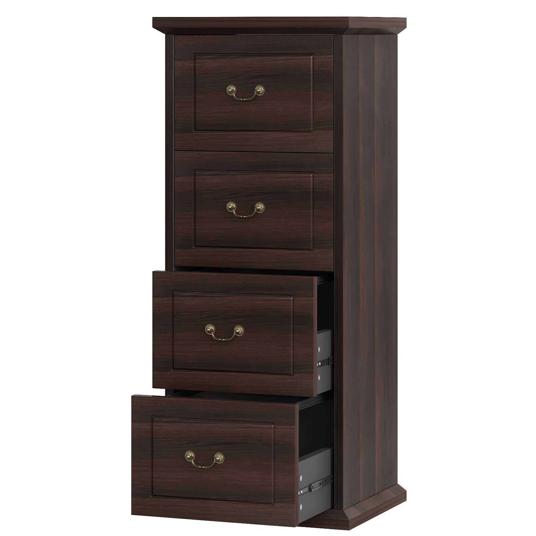 4 Drawer Vertical File Cabinet For A4 / Letter Files - Walnut
