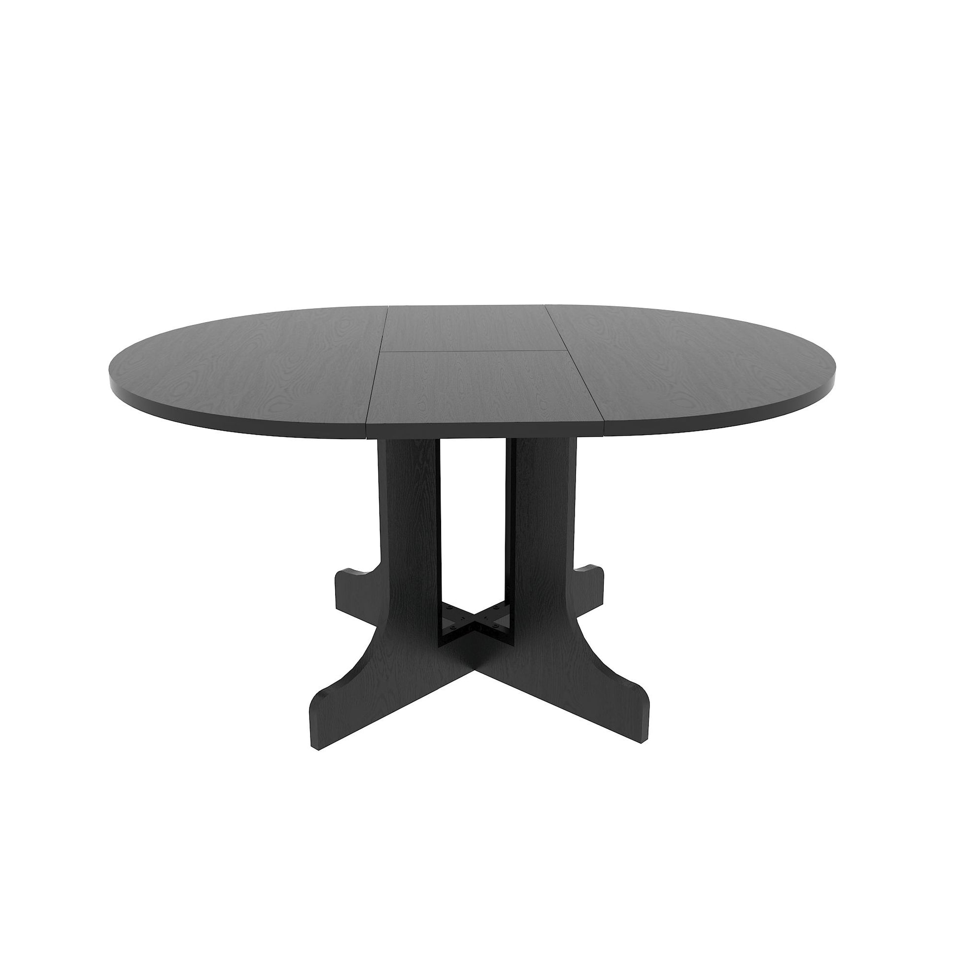 Dining Table For Farmhouse Kitchen Expandable Oval Table Top With Removable Leaf Trestle X Shaped Base - Black - Best Buy Furniture