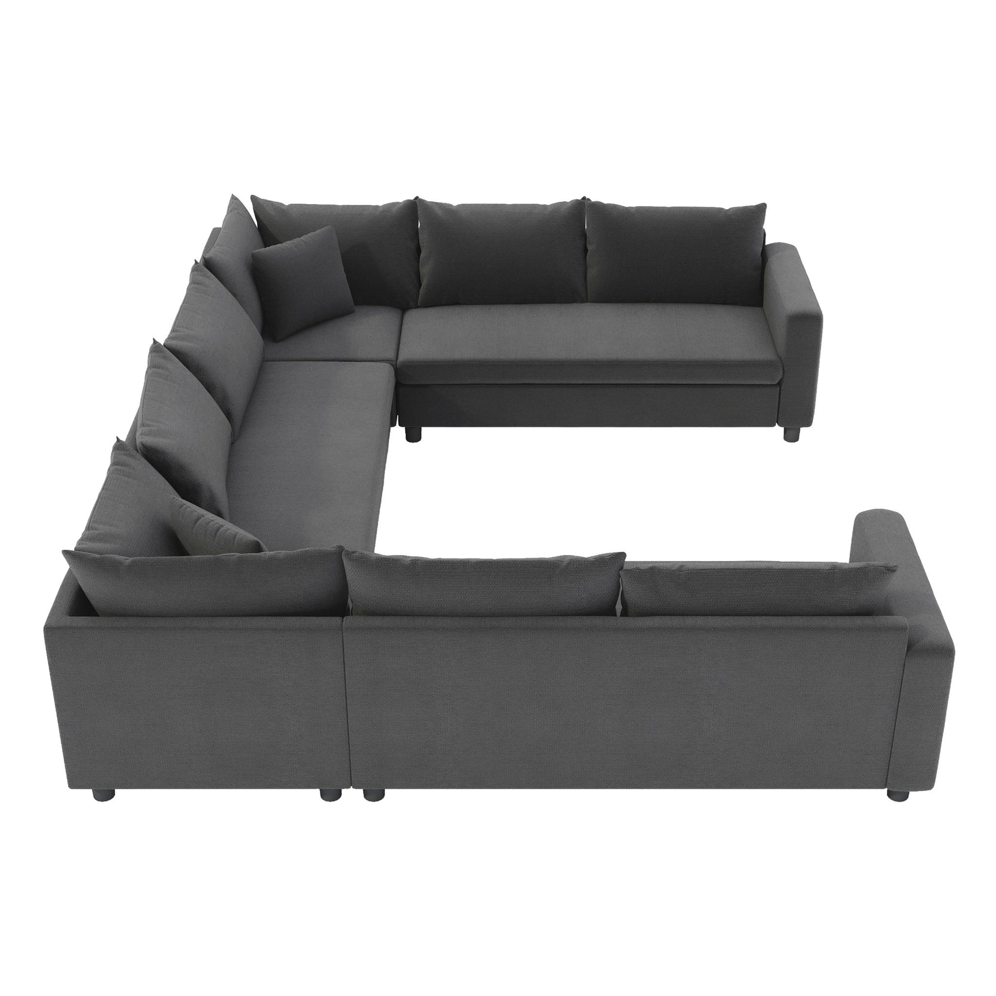 Modular Sectional Reversible U Shaped Couch Set, Free Combination Minimalist Style, Oversized 8 Seat Convertible Sofa - Best Buy Furniture