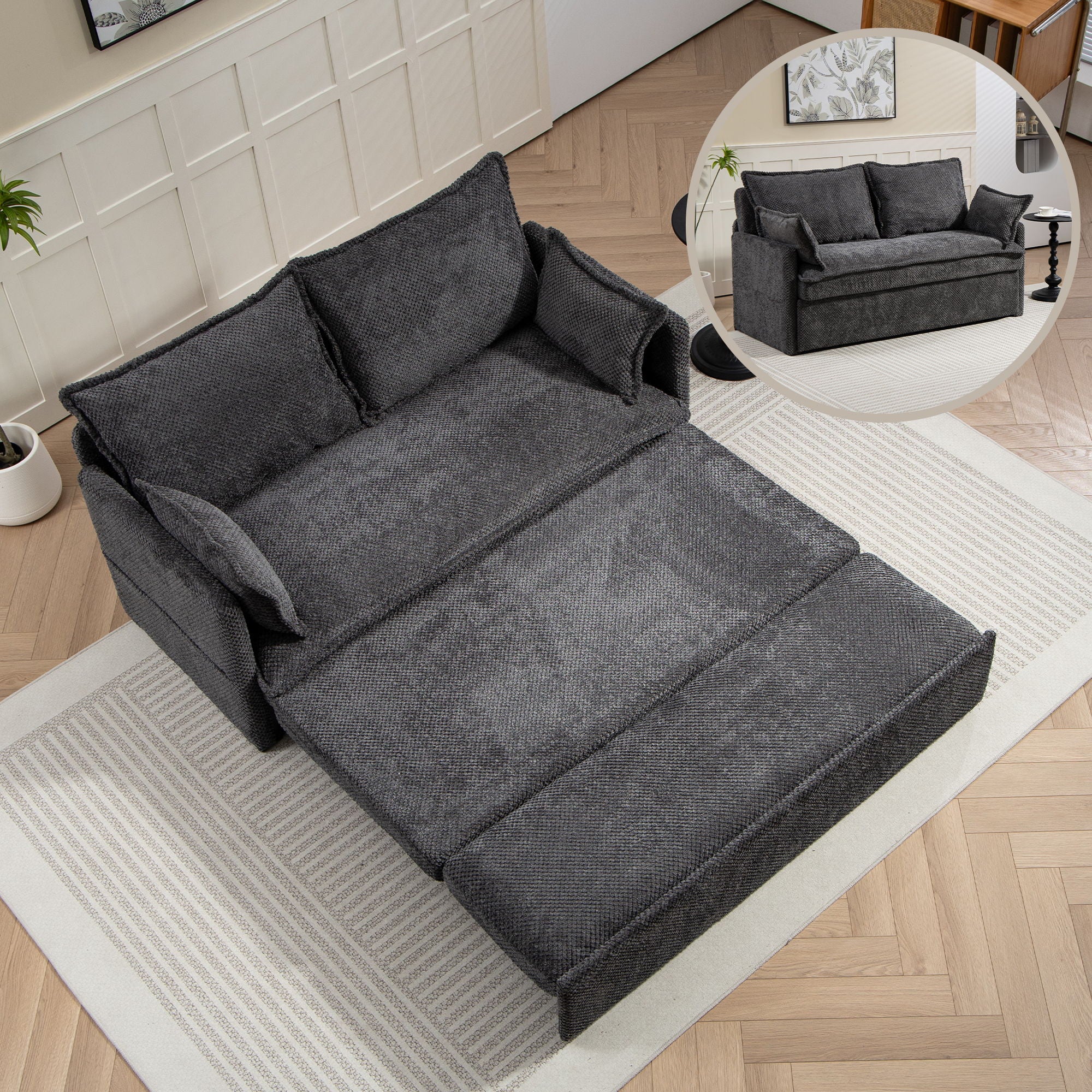 Pull Out Sofa Bed, Corduroy Convertible Sleeper Sofa Couch, Side Storage, And USB / C - Type Charging Ports Chair