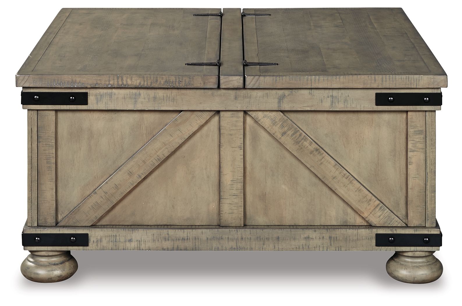 Aldwin - Cocktail Table With Storage - Square - Gray - Best Buy Furniture
