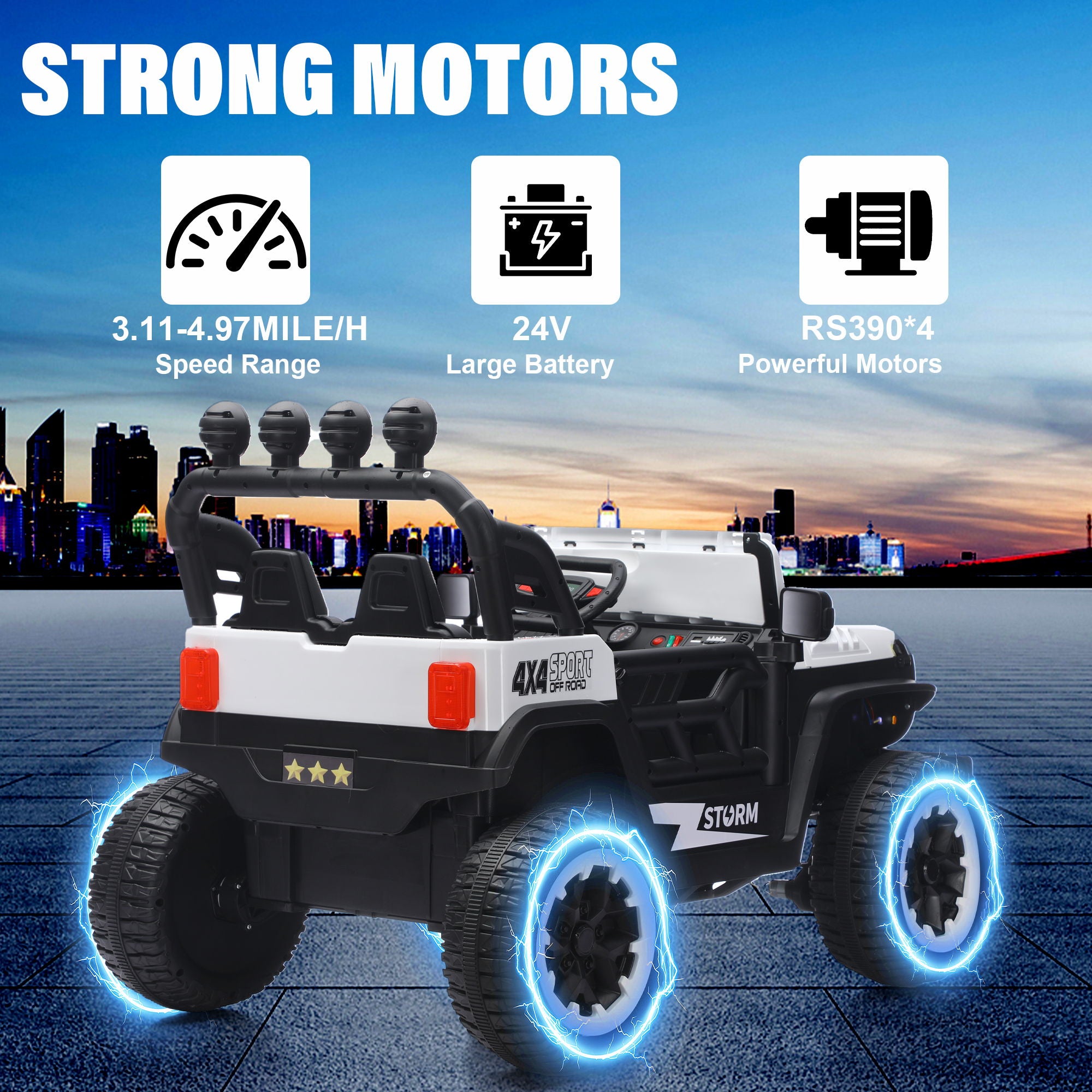 Electric Car With Remote Control, Colorful LED Lights, USB & MP3