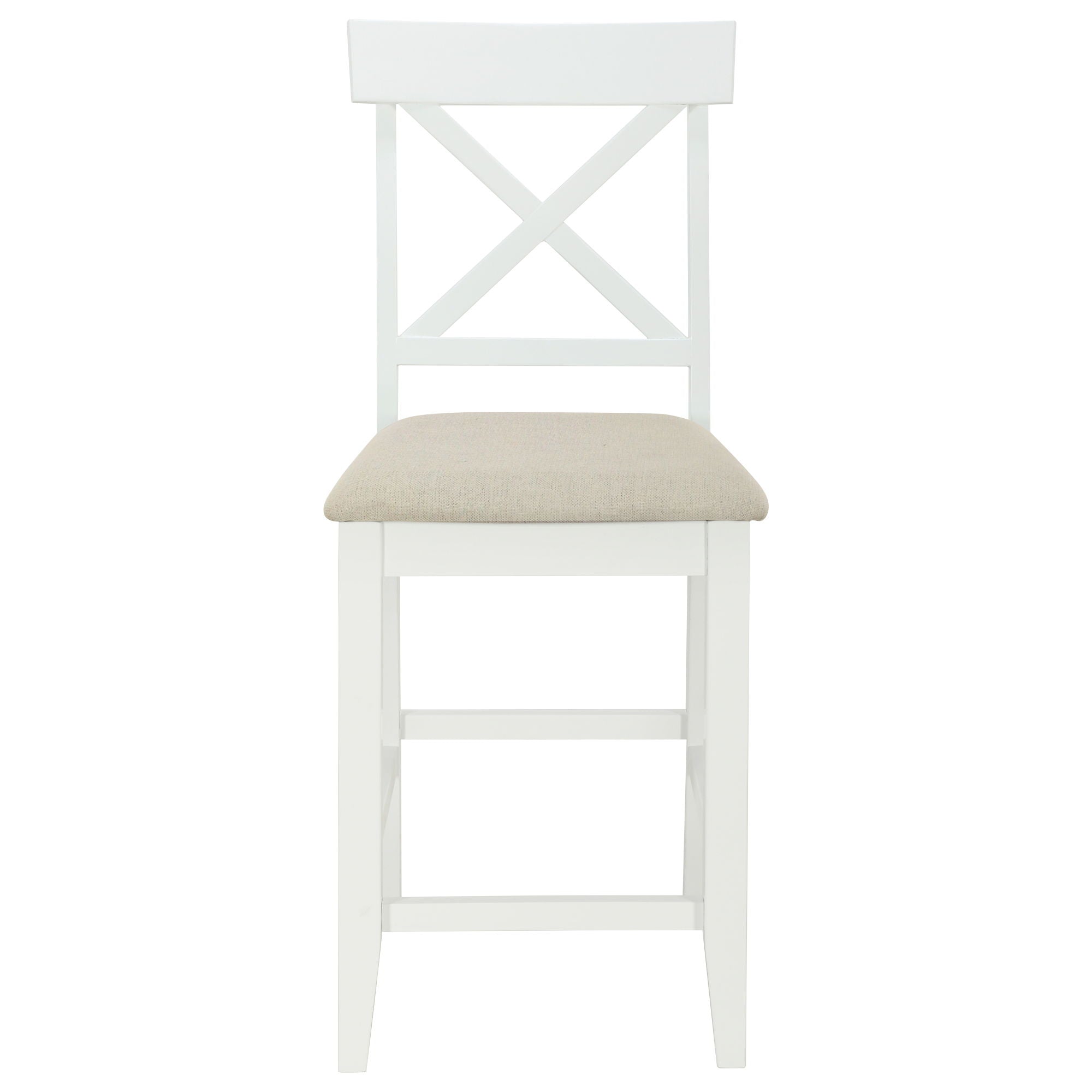 Solid Wood Farmhouse Counter Height Dining Table Set With 3 Tier Storage Shelves