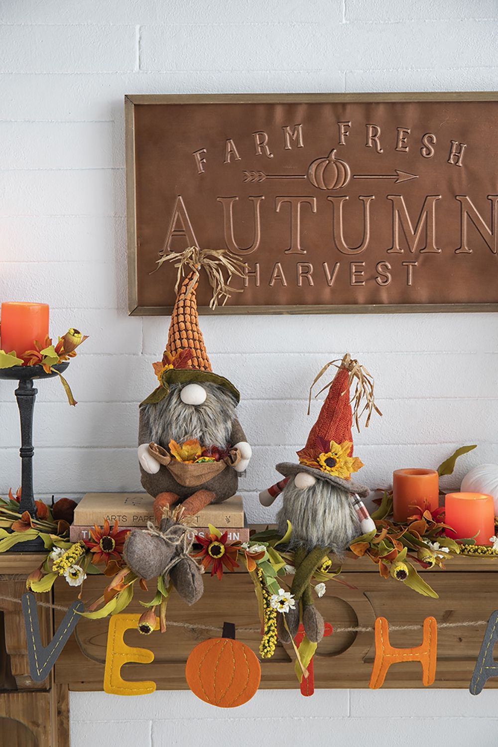 Sitting Gnome With Maple Leaf, For Holiday Harvest Festival Fall Festival & Thanksgiving Table Decorations (Set of 2) - Orange Multi - Best Buy Furniture