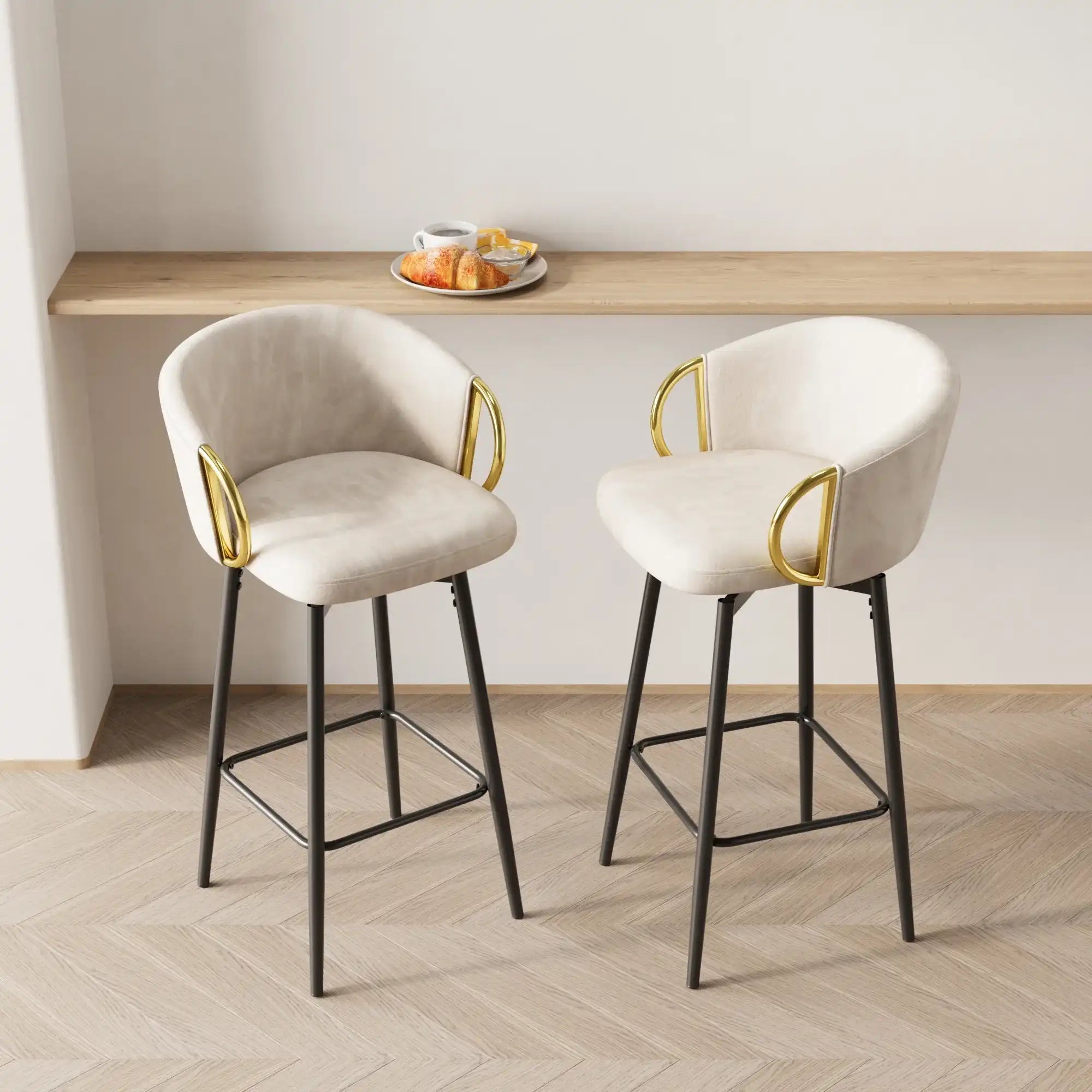 Saffron Set of 2 Bar Stools Swivel Bar Stools