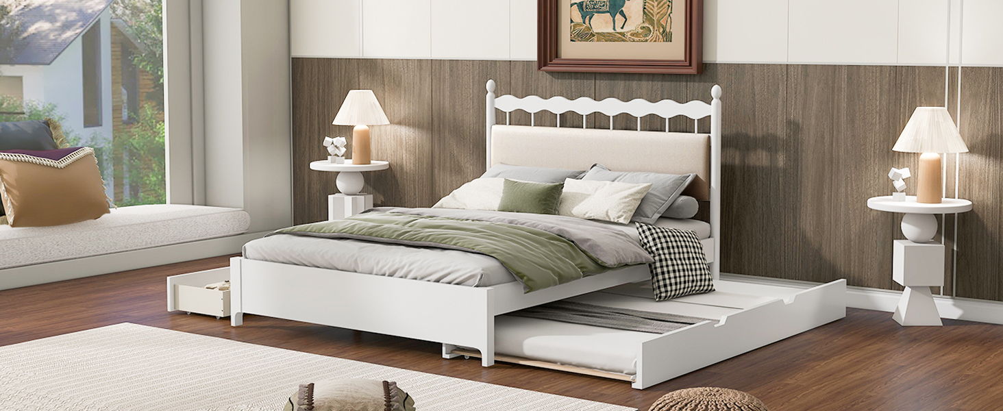 Storage Platform Bed With 2 Big Drawers & Trundle