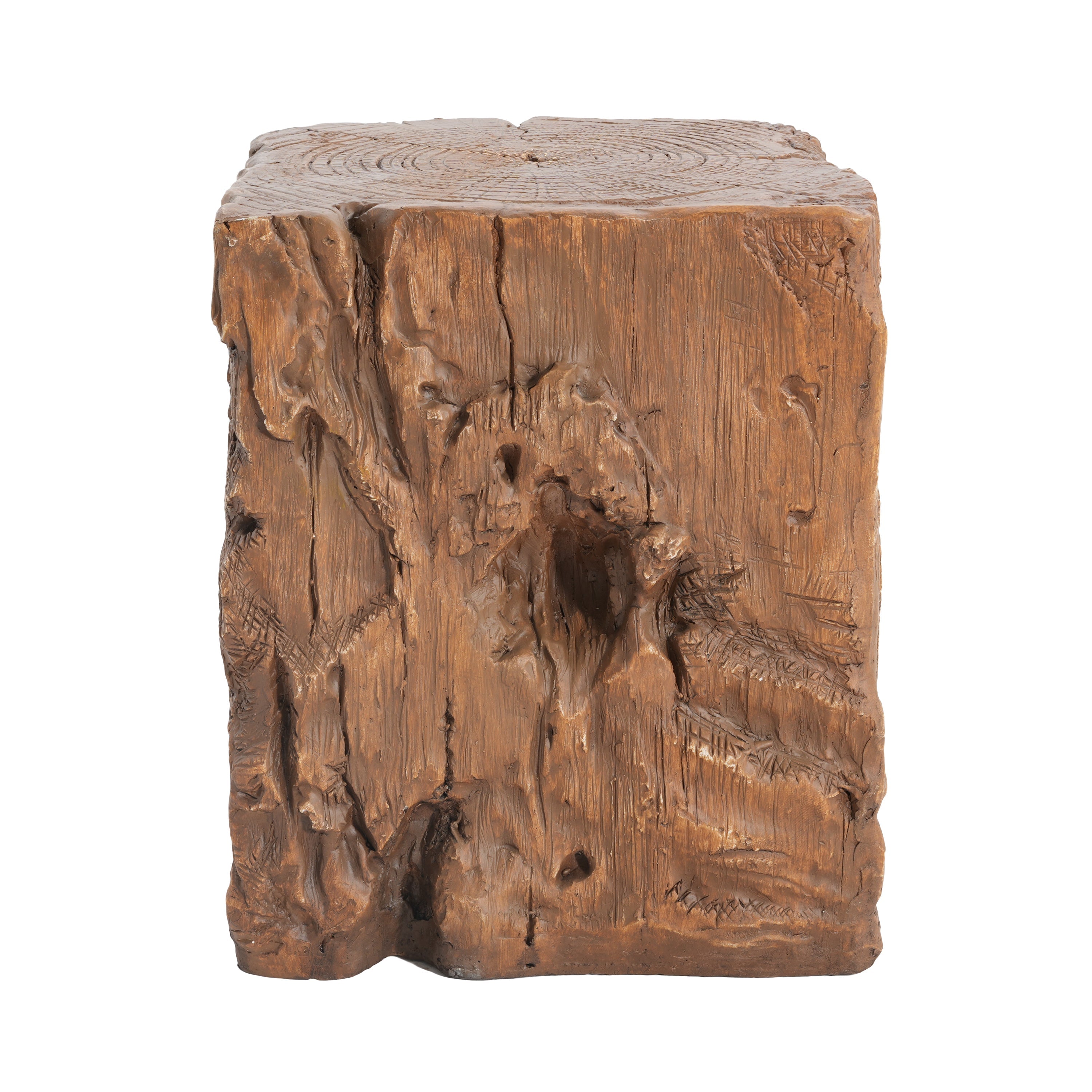 Amira Outdoor And Indoor Stump Shape MGO Side Table Brown Finish