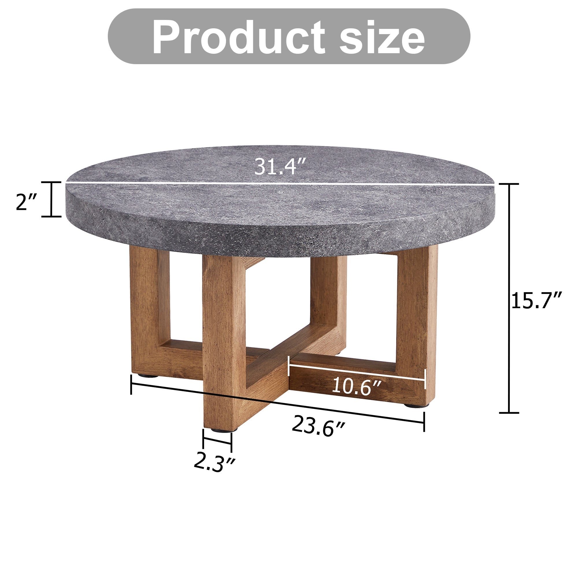 Modern Gray Texture MDF Round Coffee Table - 31.4' Diameter - Best Buy Furniture