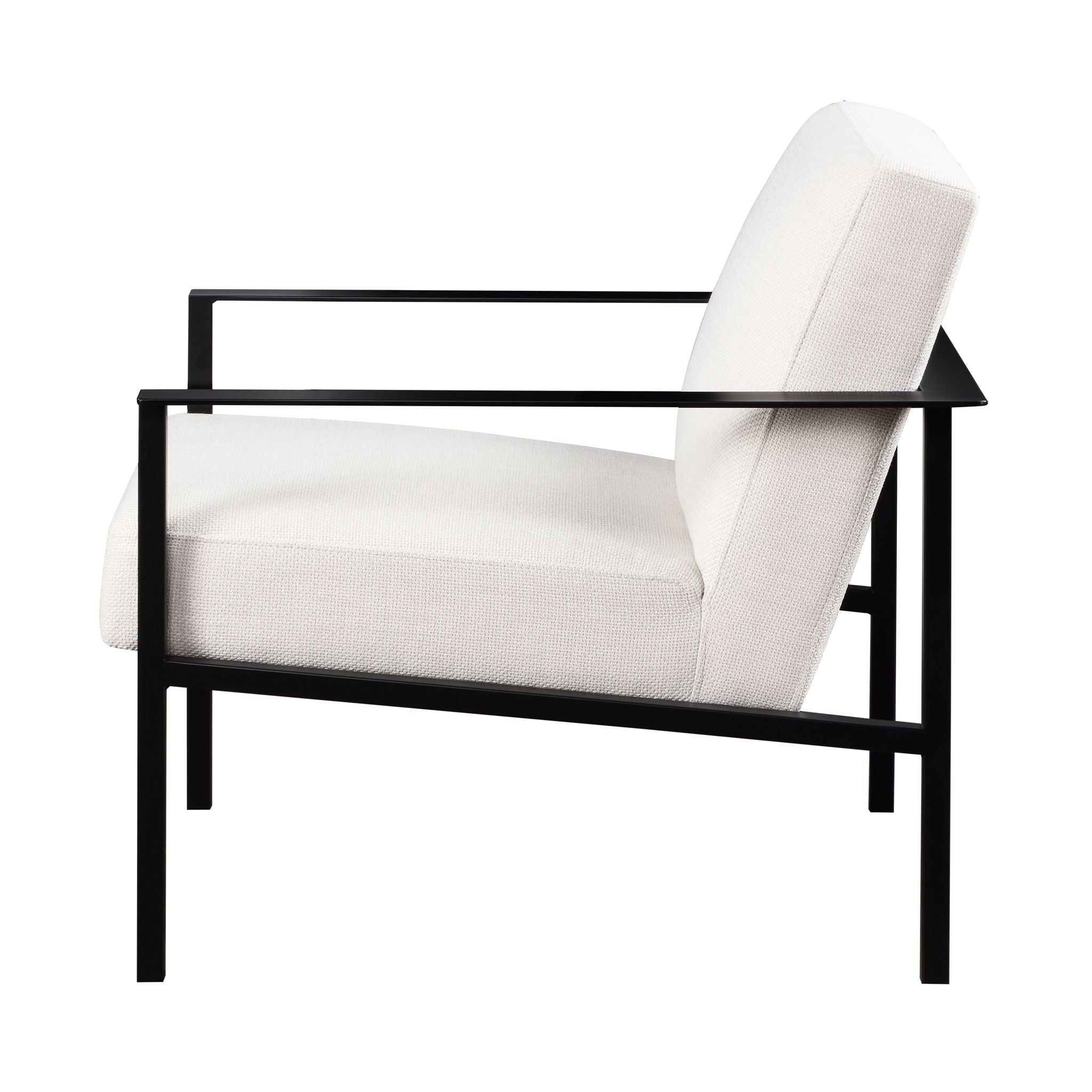 Millie - Modern Stationary Metal Accent Chair With Polyester Upholstery - Off White