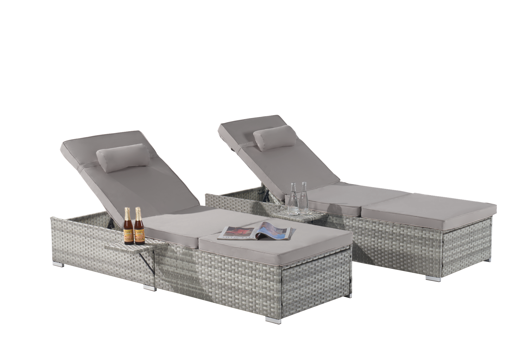 Outdoor Chaise Lounge Chair Set of 2 with Patio Pool Chairs Tanning Lounges