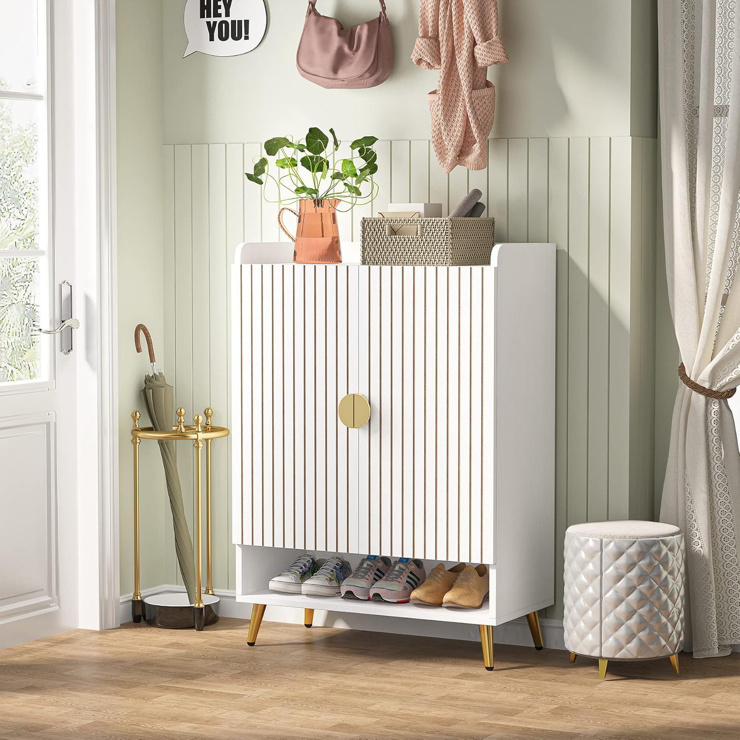 Shoe Cabinet With Doors, 7 Tier Storage Organizer