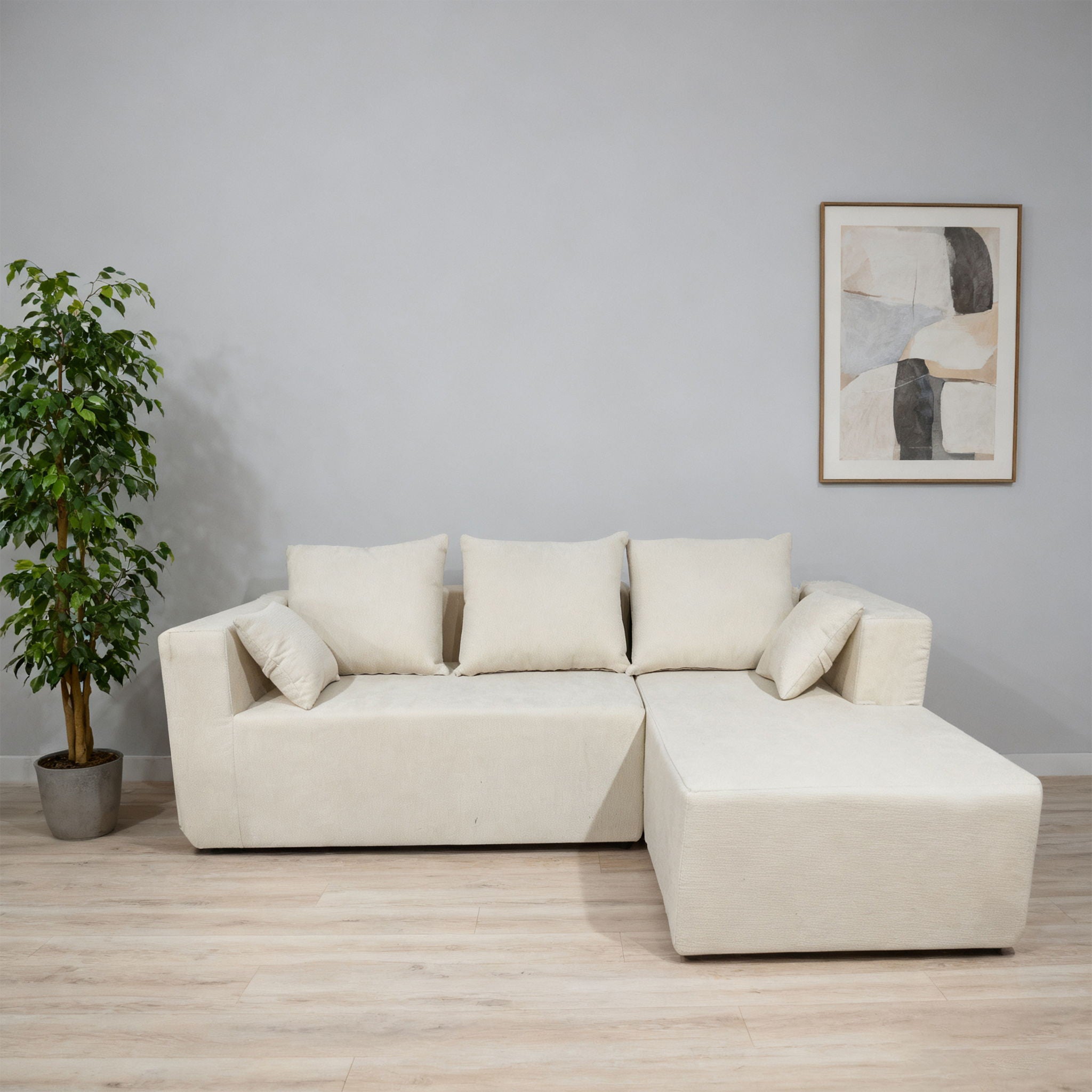 Modular Corner Sofa With Soft Linen Fabric