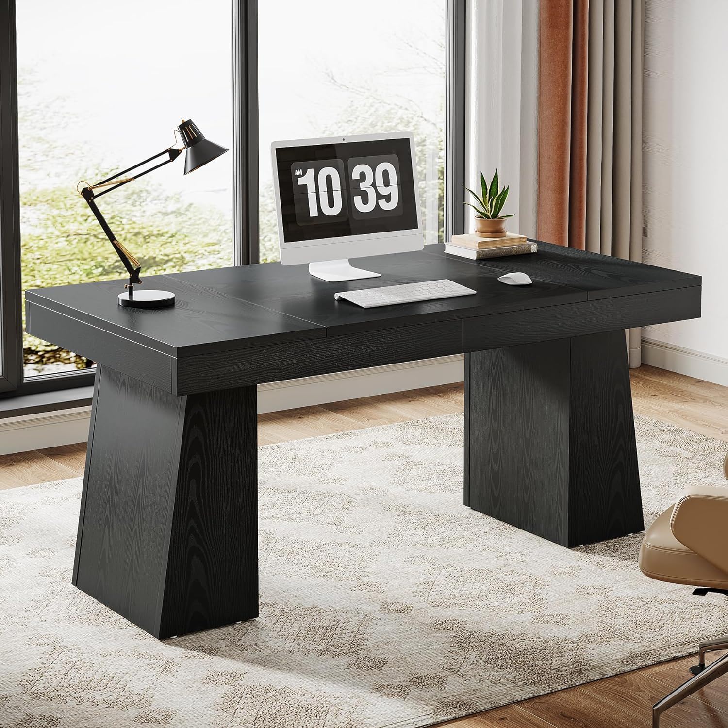 Executive Desk, Workstation With Double Trapezoid Base
