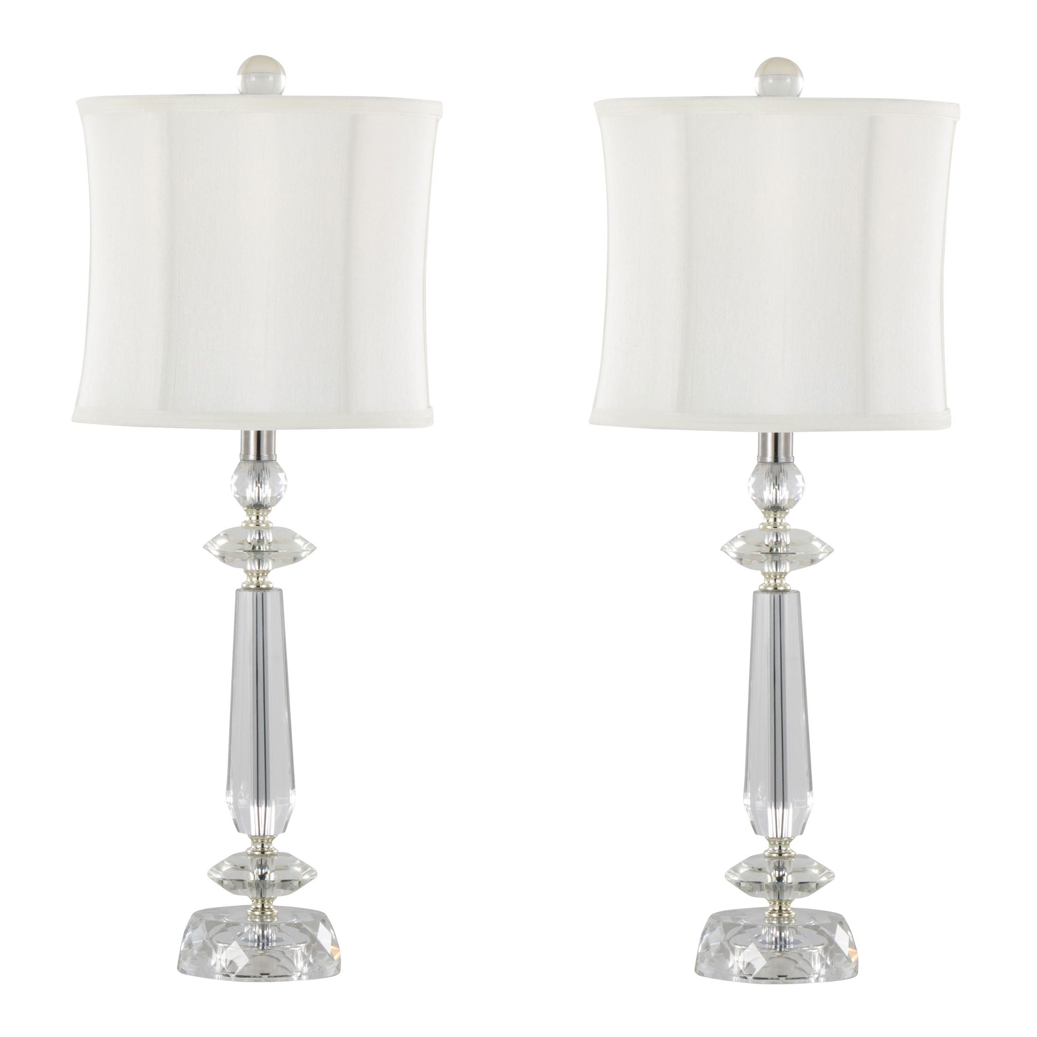 Karat - Contemporary Crystal Table Lamp (Set of 2) - Clear Crystal / Chrome / White Softback