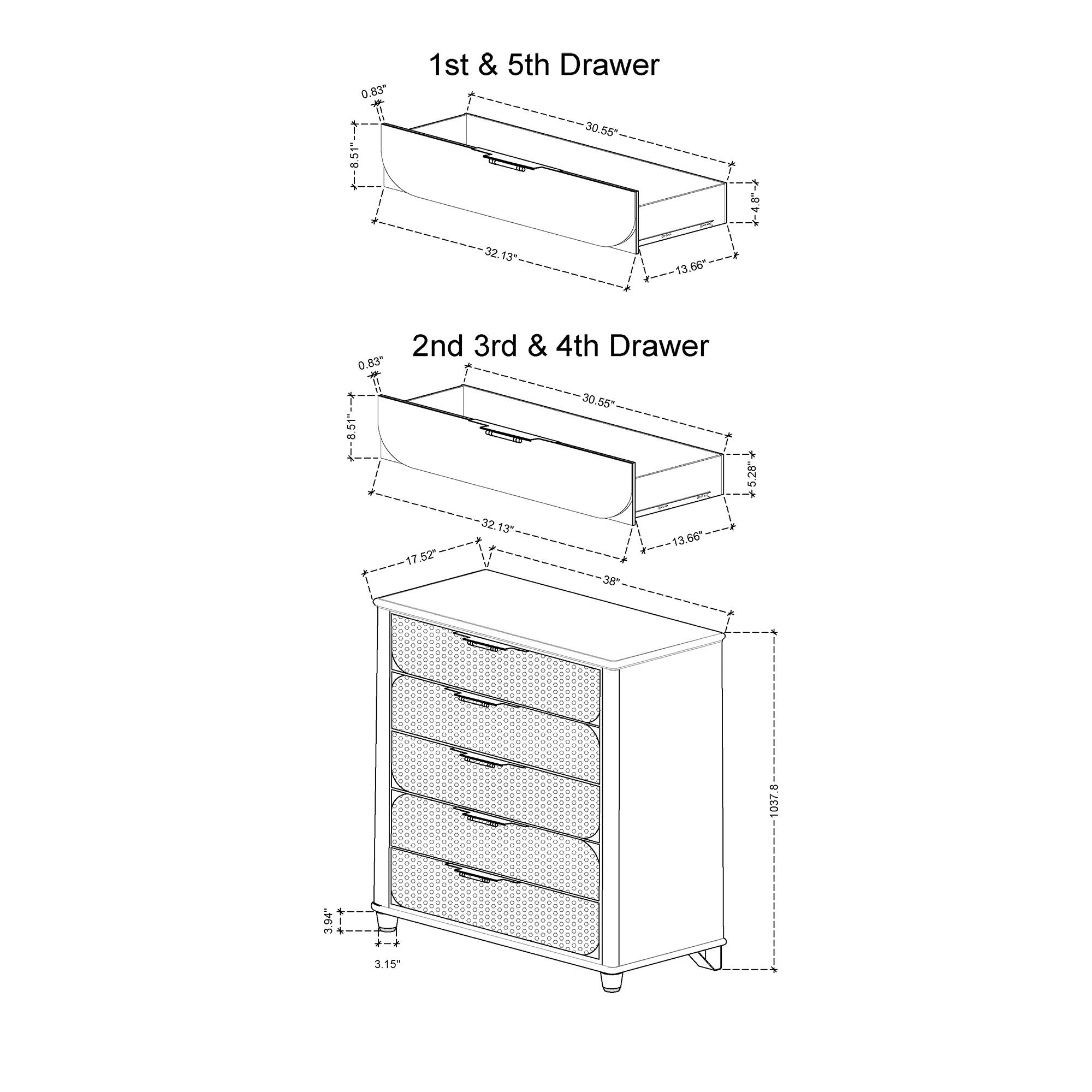 Laura - 5 Piece Bedroom Set With Upholstered Headboard