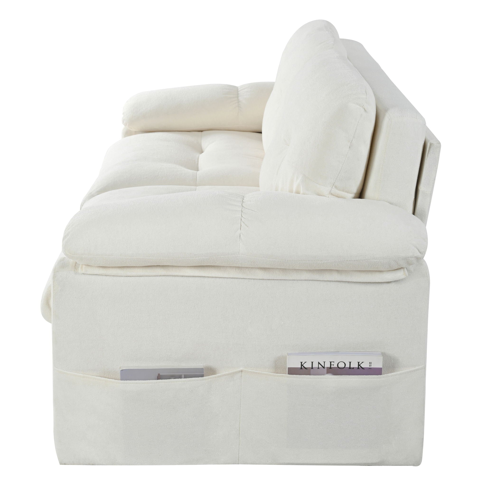 Convertible Pull Out Sofa Bed Queen Size, 3 In 1 With Side Storage