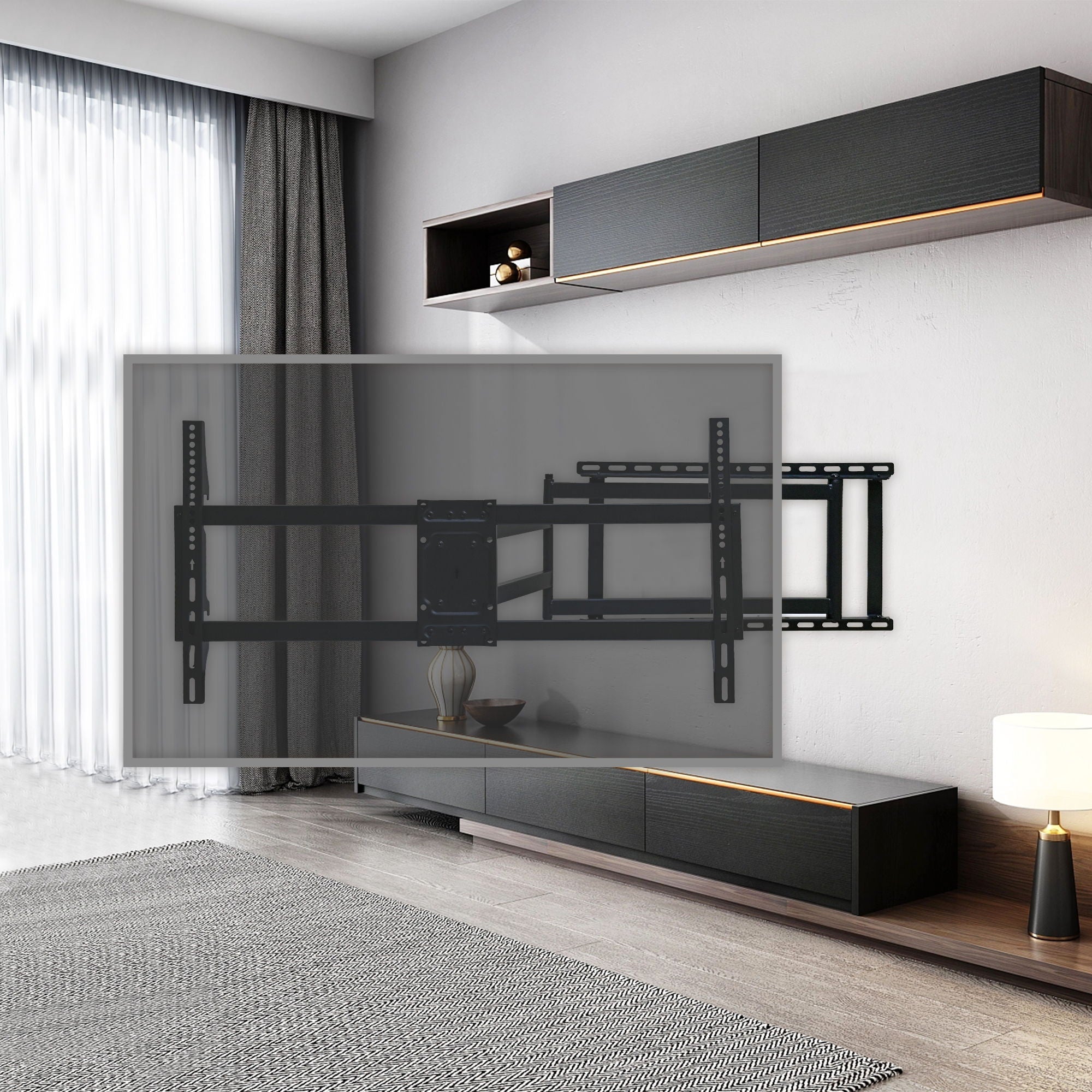 Full Motion TV Wall Mount Bracket For 40 120" TV Dual Arm Tilt & Swivel Vesa 800 X 400 Mm 132 Lbs Load - Black