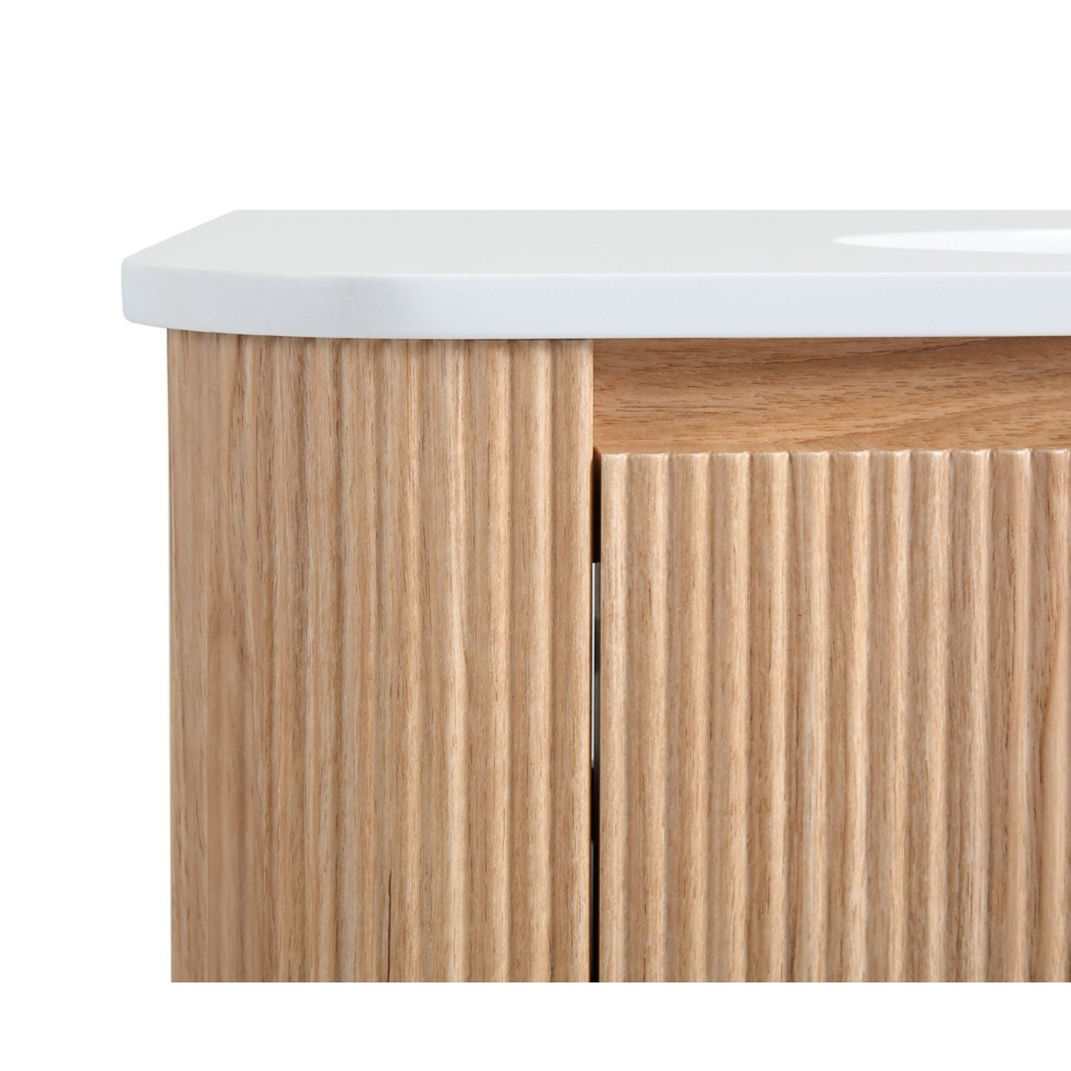 Arcora - Wall Mounted Bathroom Vanity With Curved Design - Natural Wood