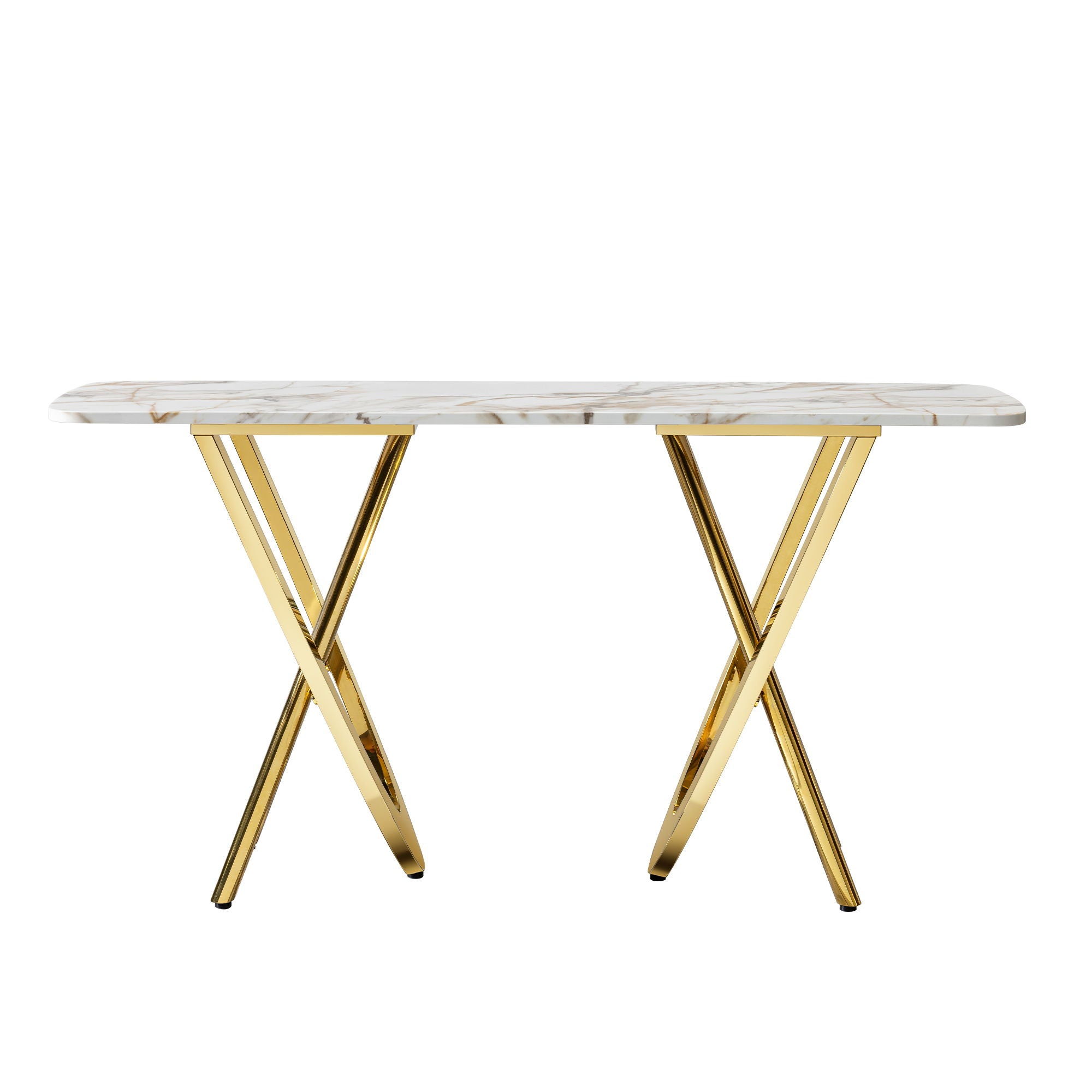 Contemporary Marble Pattern Top Table With Stainless Steel Base