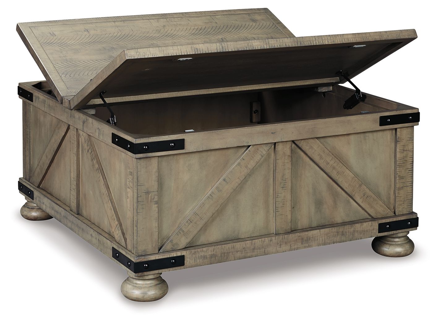 Aldwin - Cocktail Table With Storage - Square - Gray - Best Buy Furniture