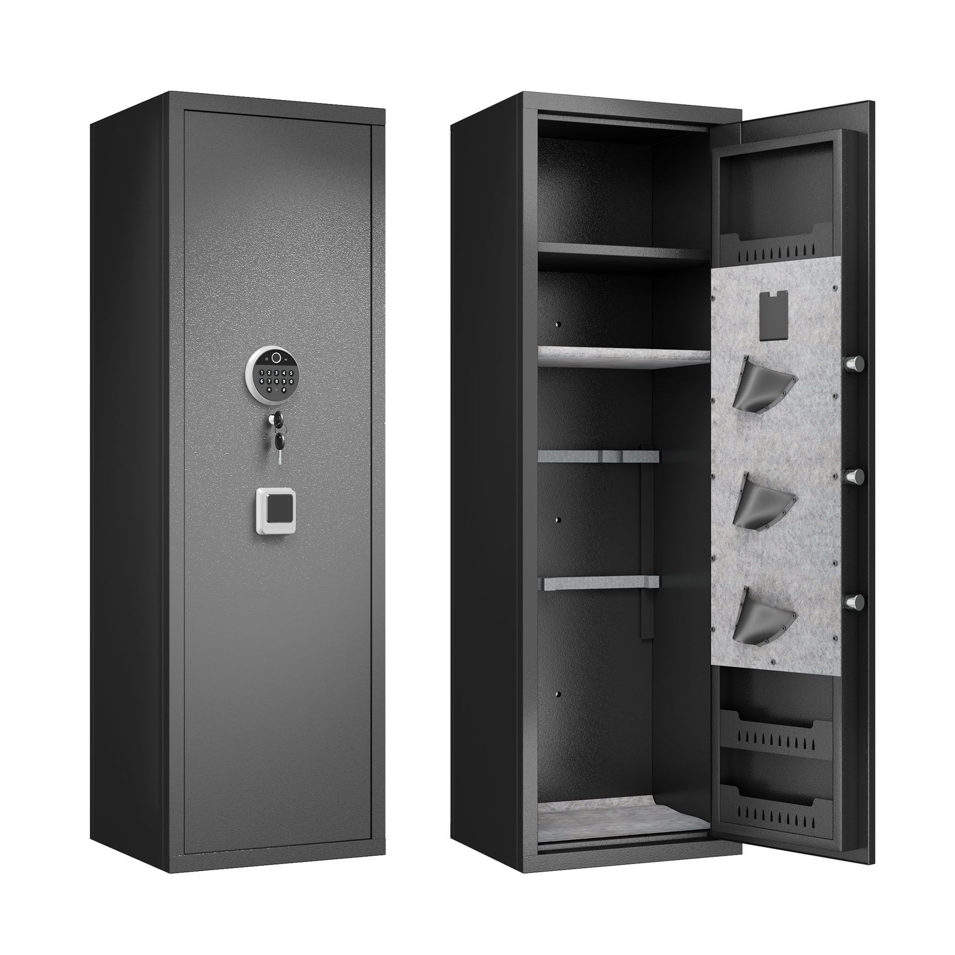 Gun Safes For Home Rifle And Pistols, Fingerprint Electronic Safe With Quick Access, Detachable Partition - Black - Best Buy Furniture