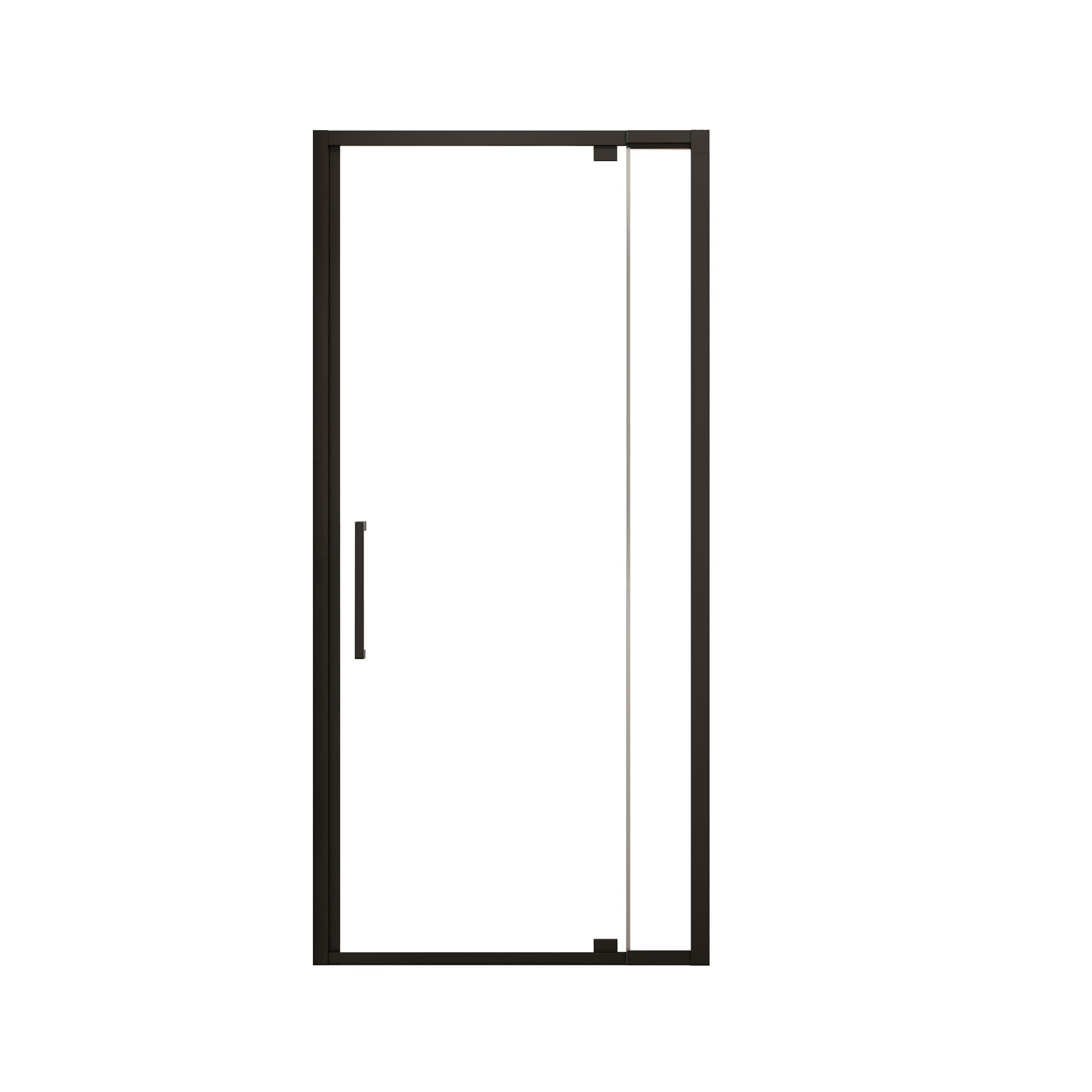 Scalable - Shower Door With 1 / 4" Clear Tempered Glass And Aluminium Alloy Frame - Matte Black