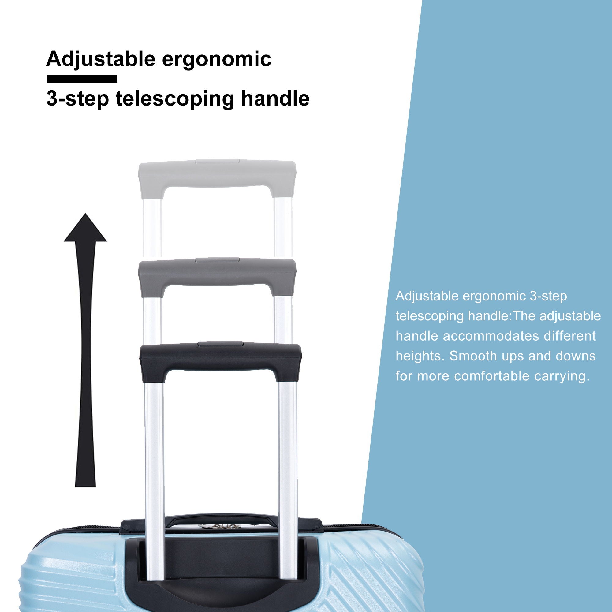 3 Piece Luggage Sets Lightweight Suitcase With Two Hooks, Spinner Wheels,