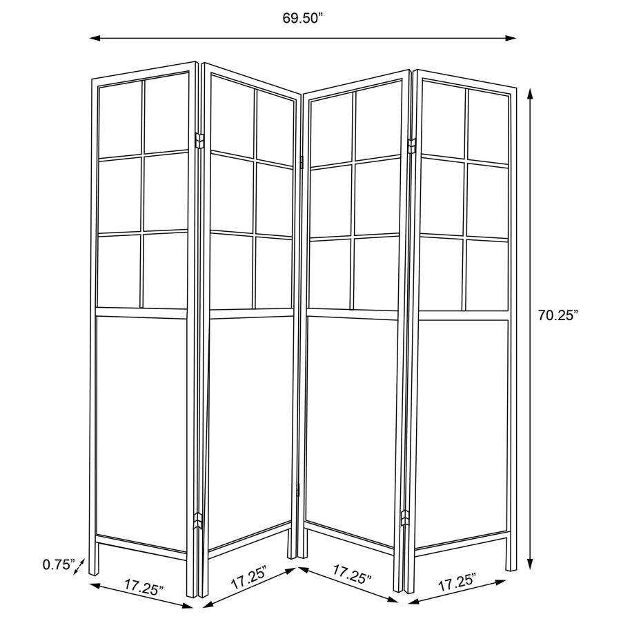 Edwards - 4-Panel Room Divider Folding Shoji Screen - Natural