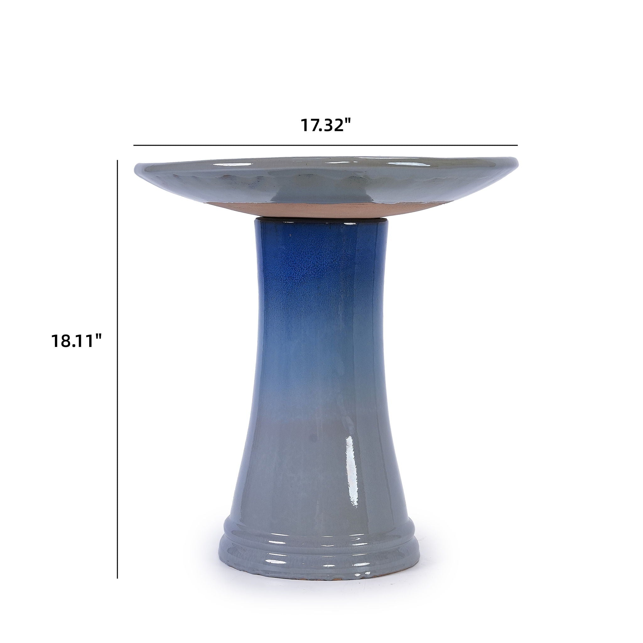 Birdbath For Patio, Garden - Blue Gray