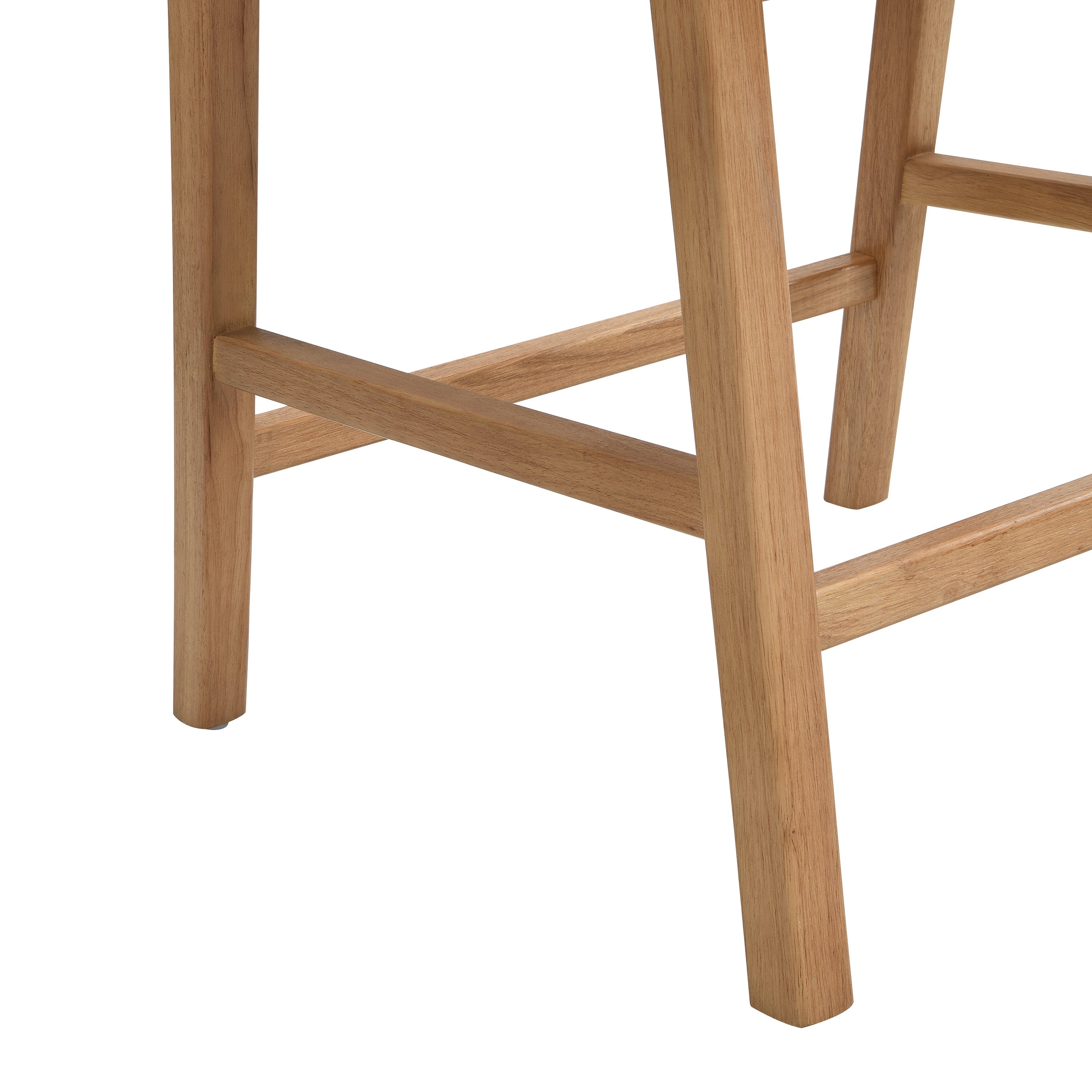 Wooden Frame Counter Stool with Rattan Back - Set of 2