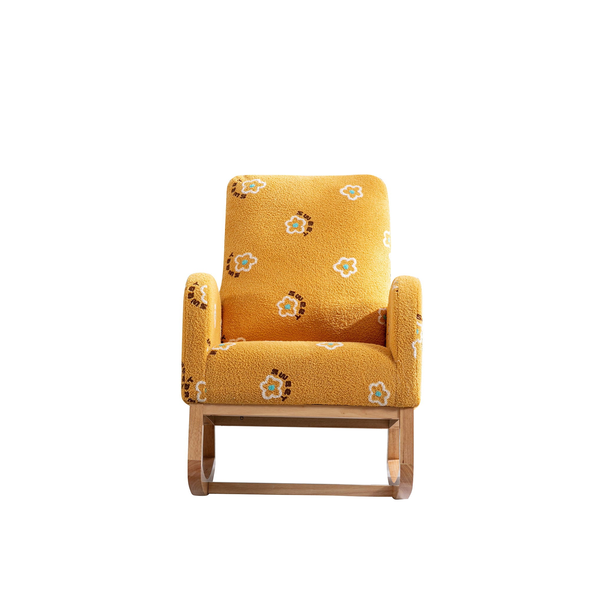 Modern Accent Rocker Armchair With Side Pocket, Upholstered High Back