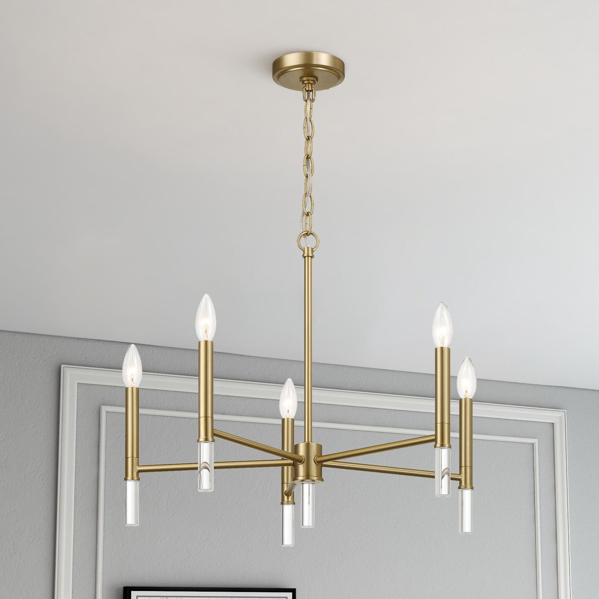 Courtyard - 5 Light Candle Light Chandelier - Clear / Gold