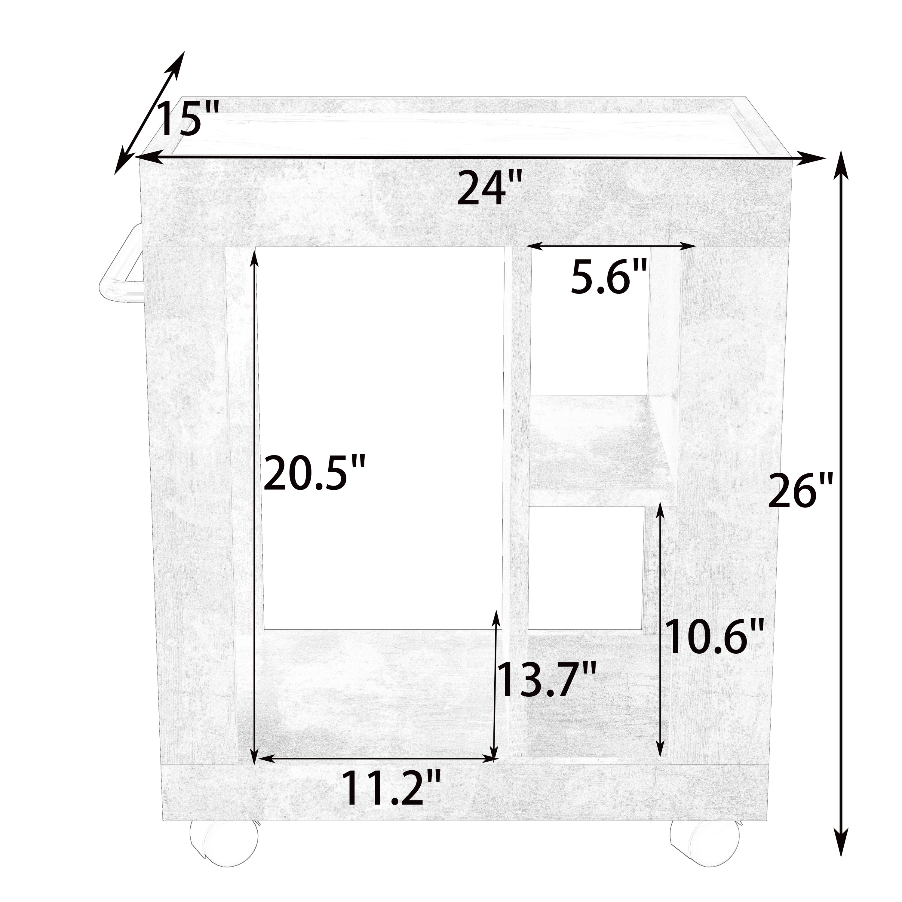 Mid-century Modern Style Movable Side Cabinet