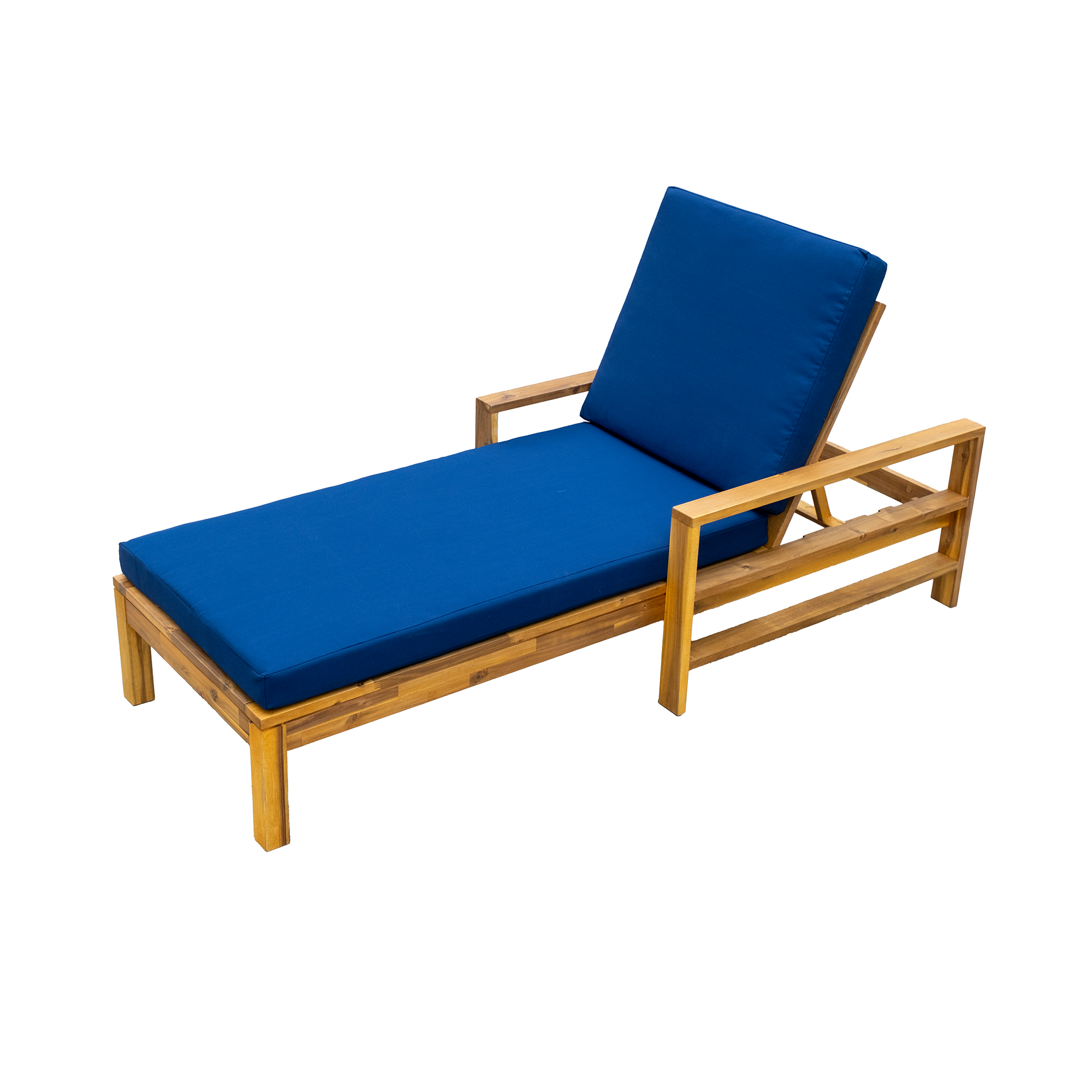 Acacia Wood Adjustable Backrest Outdoor Lounge Chair