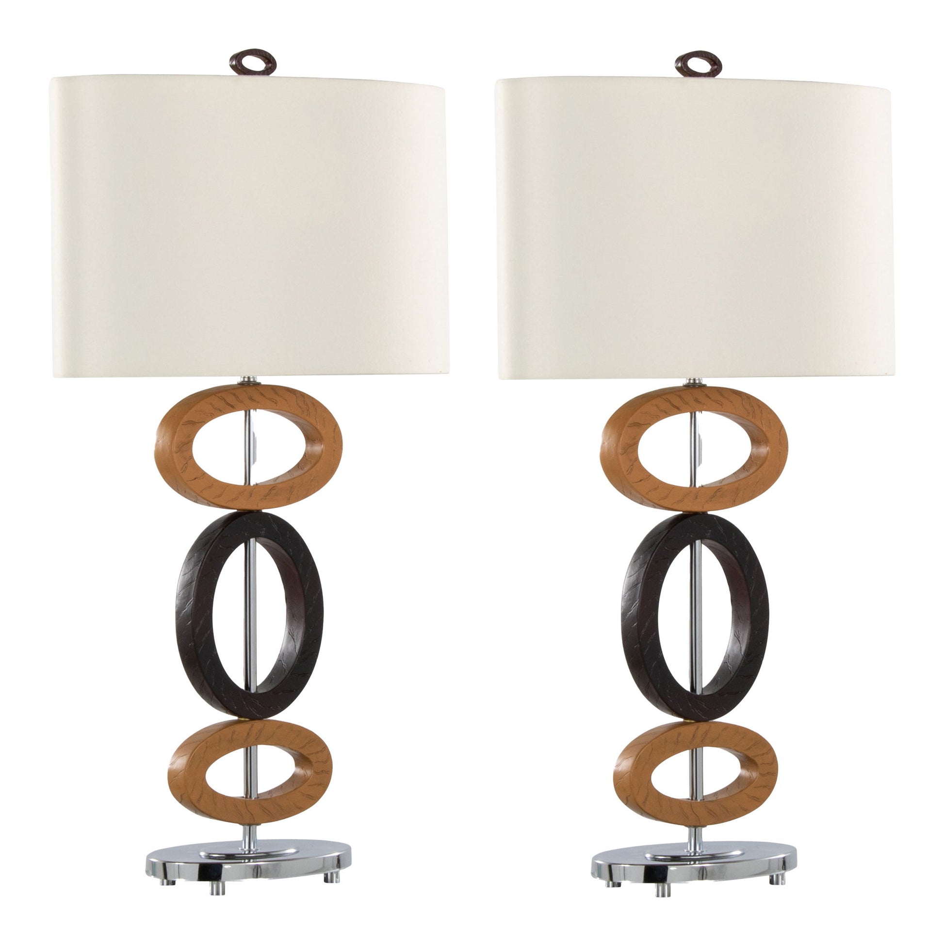 Hoops - Table Lamp (Set of 2) - Cedar / Bronze / White - Best Buy Furniture