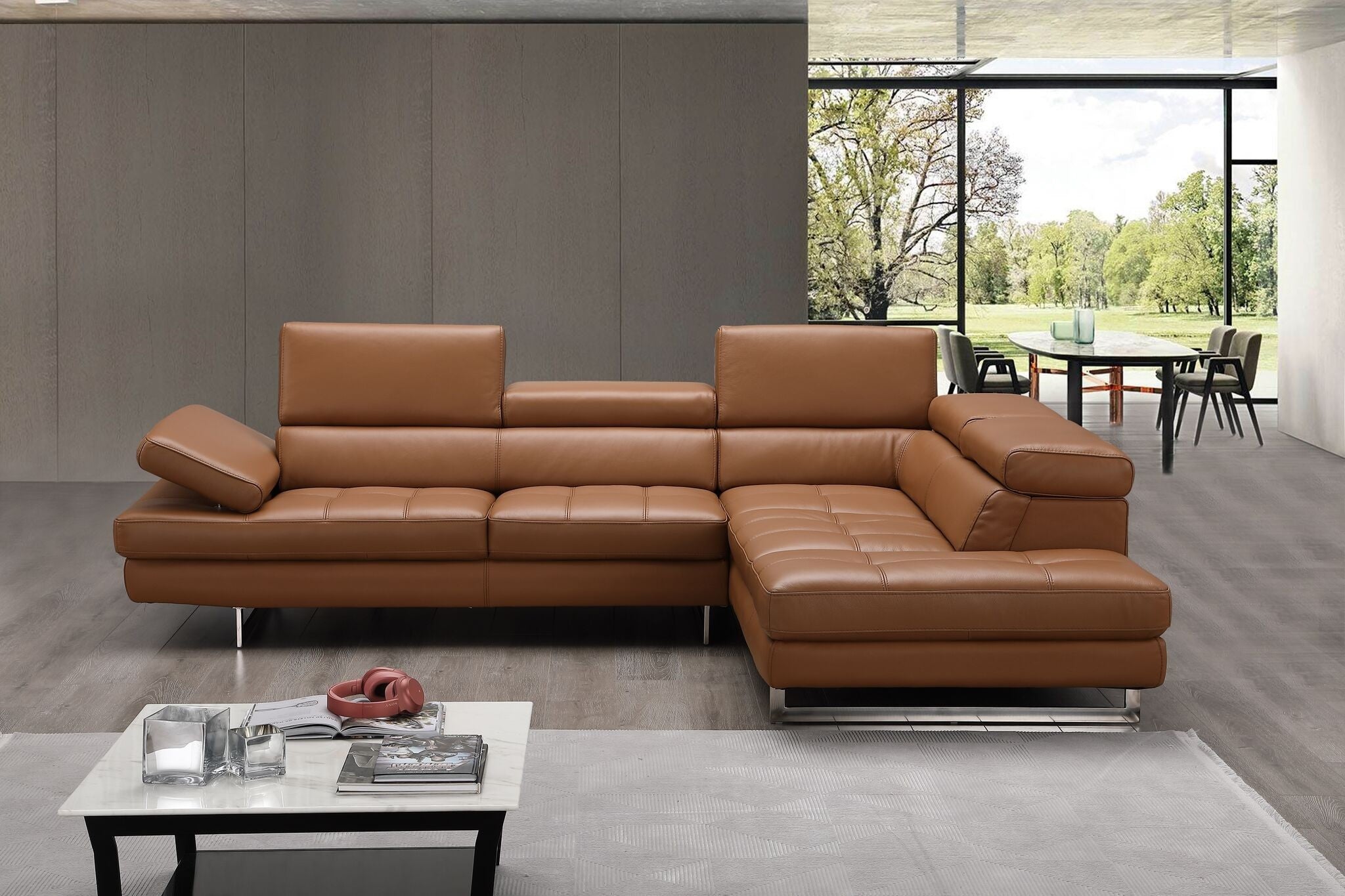 A761 Italian Leather Sectional J&M