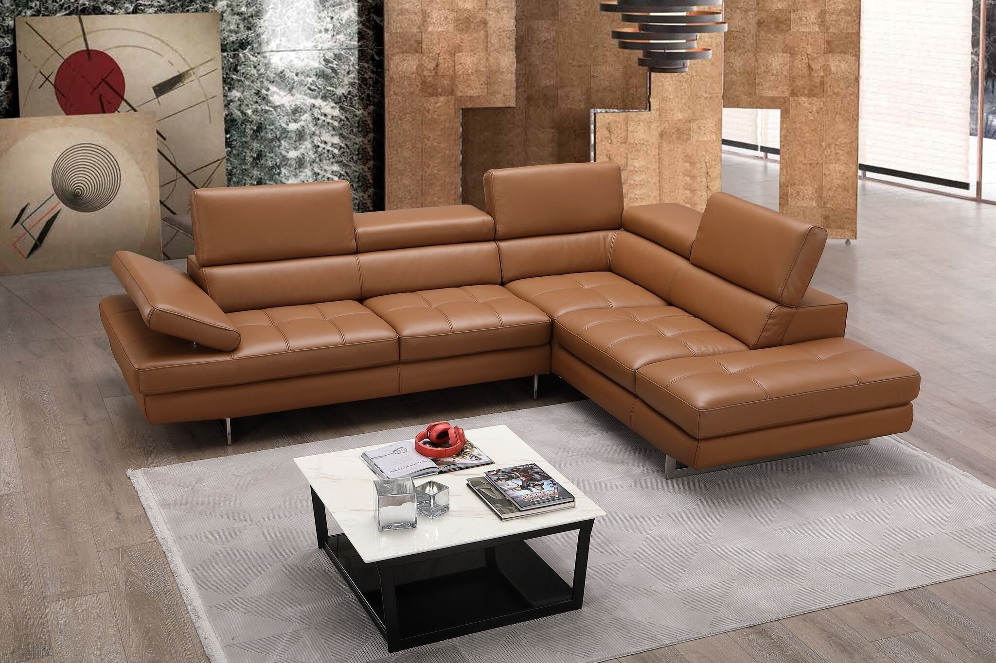 A761 Italian Leather Sectional J&M