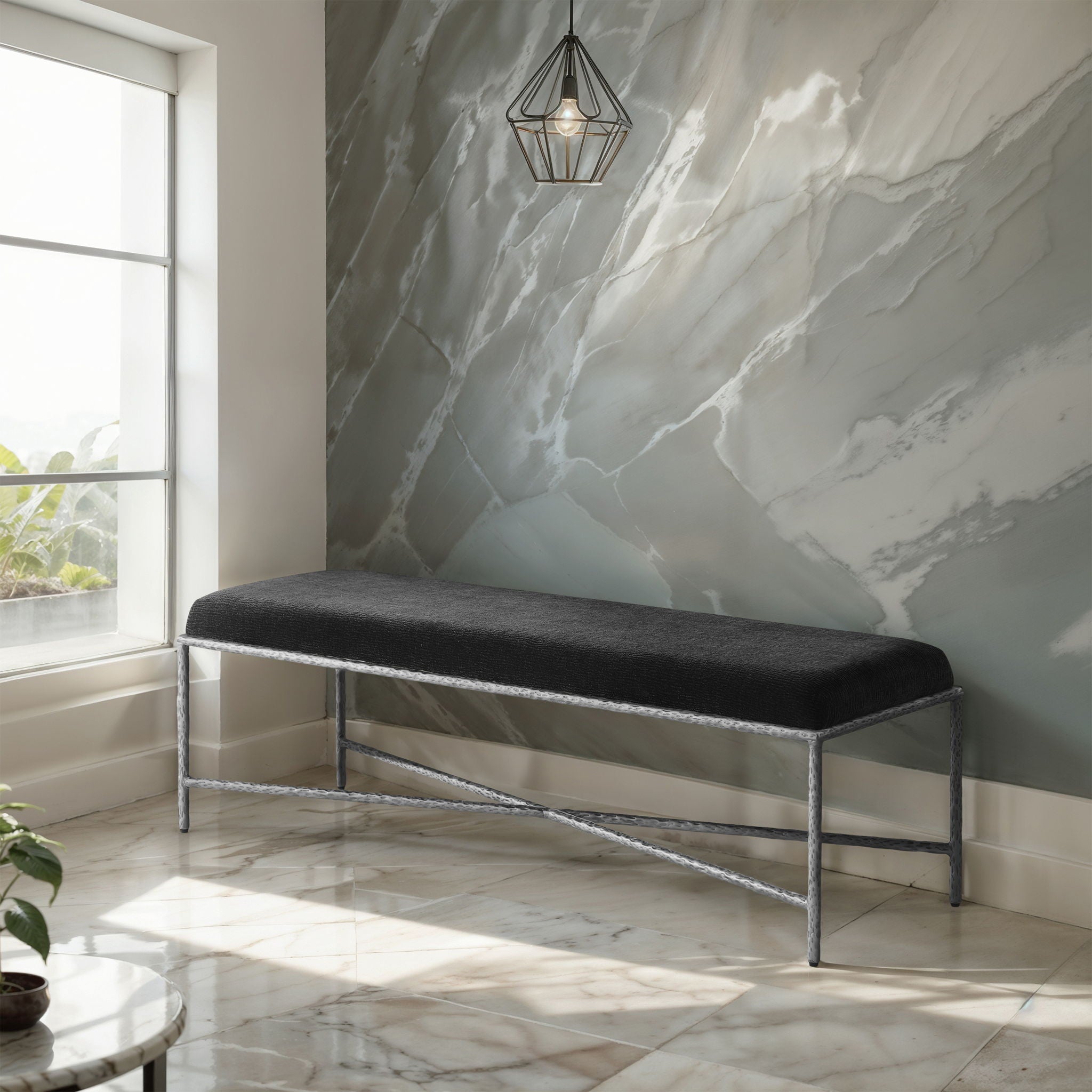 Valley - Bench With Silver Frame