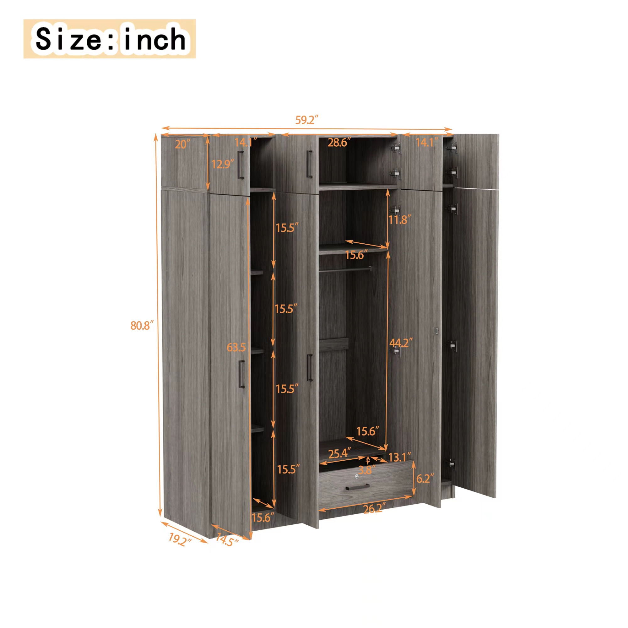Contemporary 4 Door Wardrobe With 1 Drawer And Top Cabinet