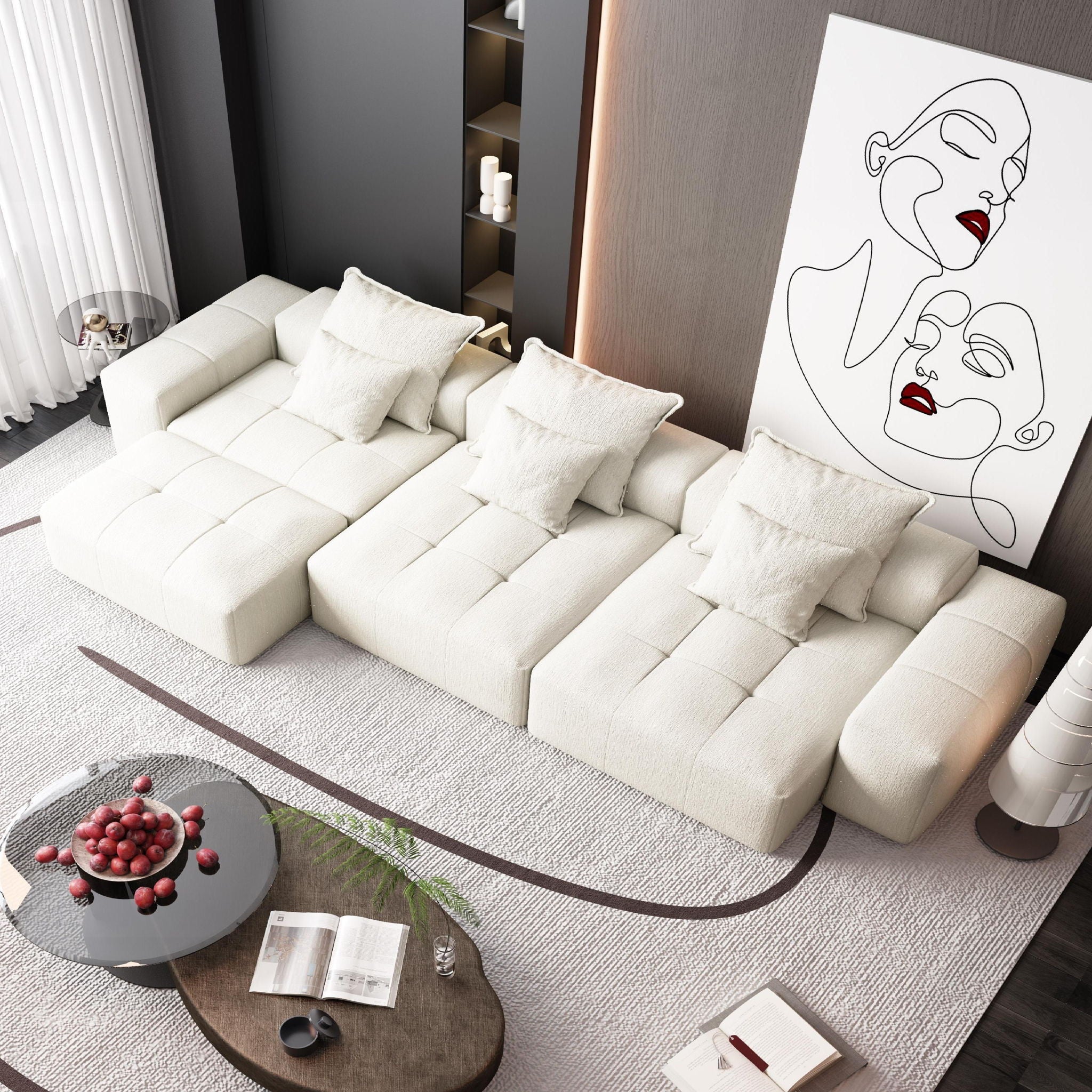 Modern Oversized Diy Combination Modular Sectional Sofa With Pillows