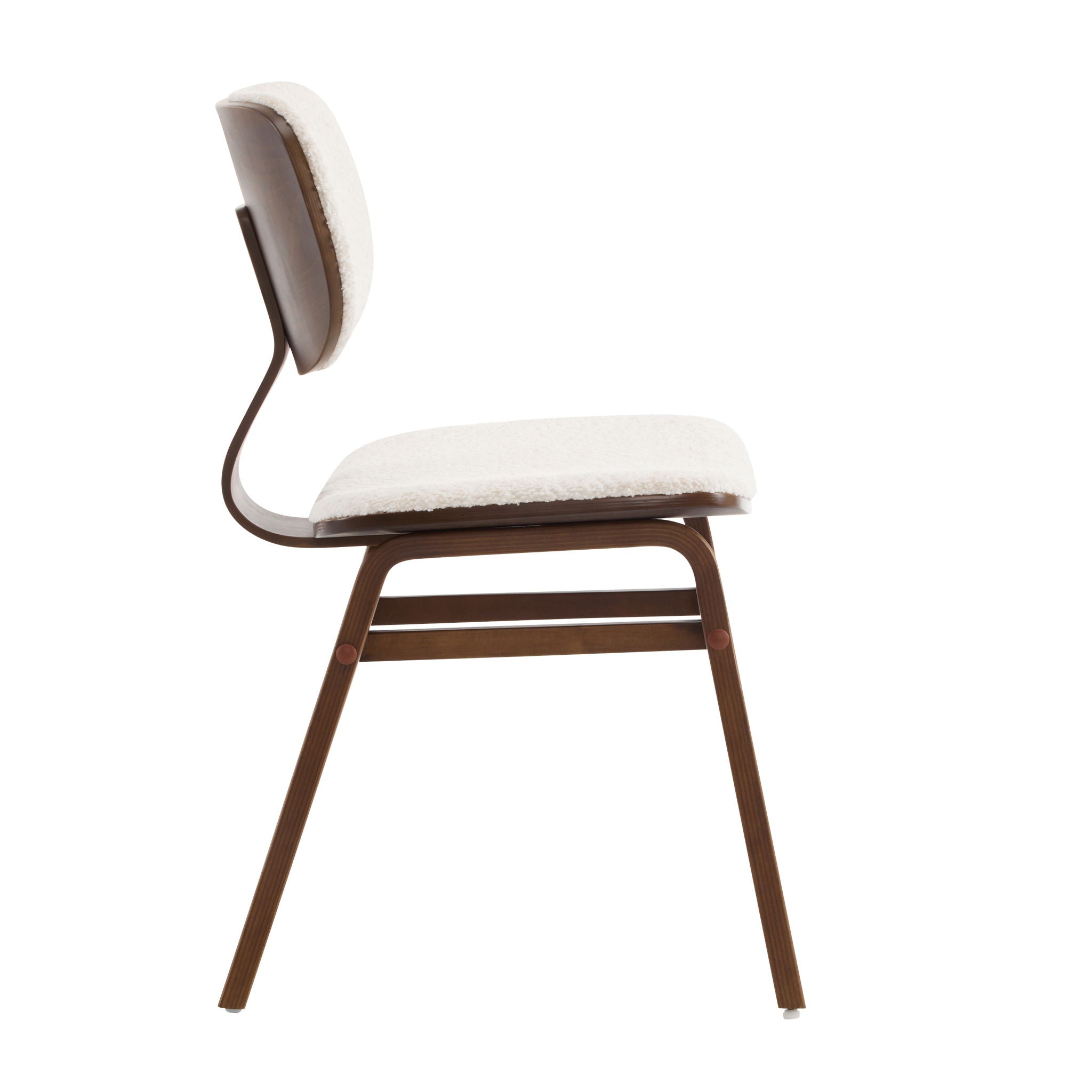 Modern Boucle Fabric Upholstered Side Chair, Bentwood Frame - White / Walnut - Best Buy Furniture